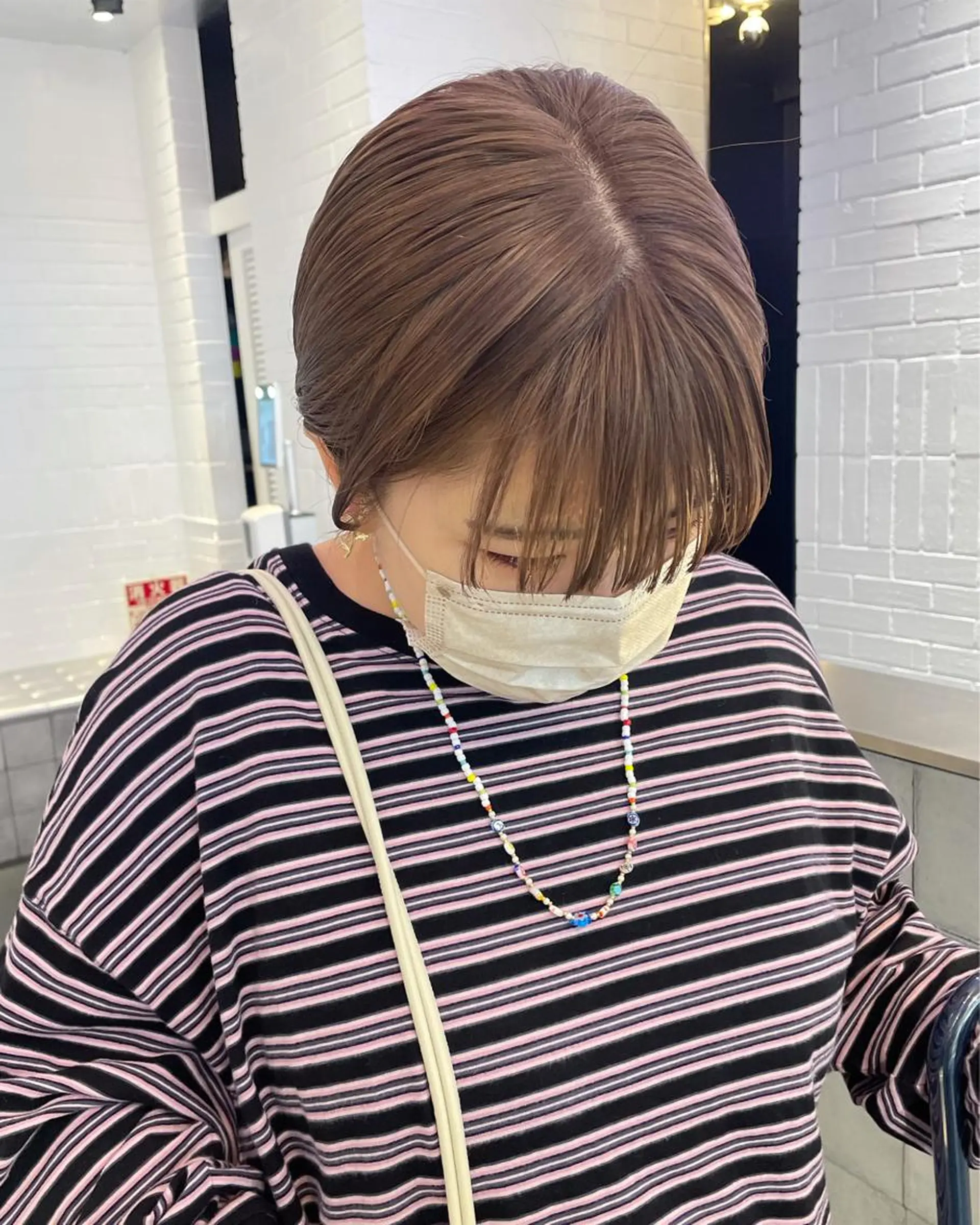 ミディアム カラー ヘアアレンジ ベージュカラー ミルクティーベージュ ヘアカラー トリートメント ボブ×柔らかいカラー 🩰misaki𓍼のヘアスタイル