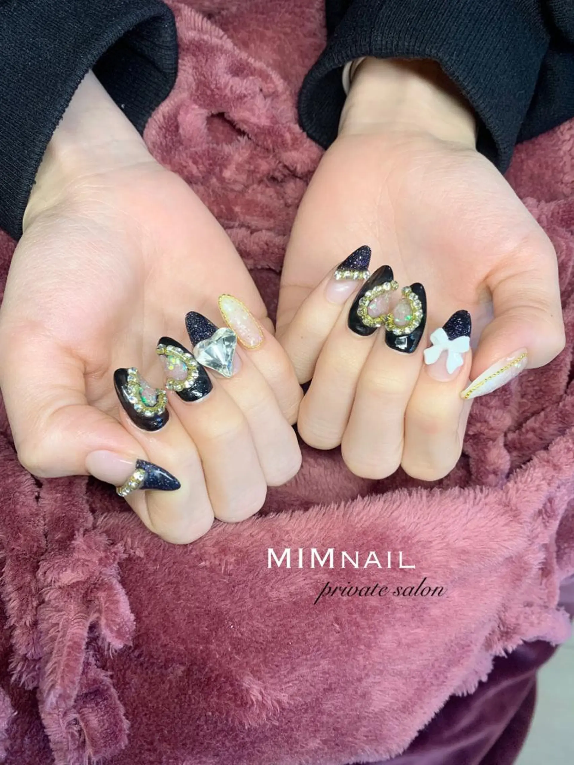 ネイル 長さ出し ハート スカルプネイル バレンタイン *･*MIMnail *･゜ﾟ･*:･*のネイルデザイン