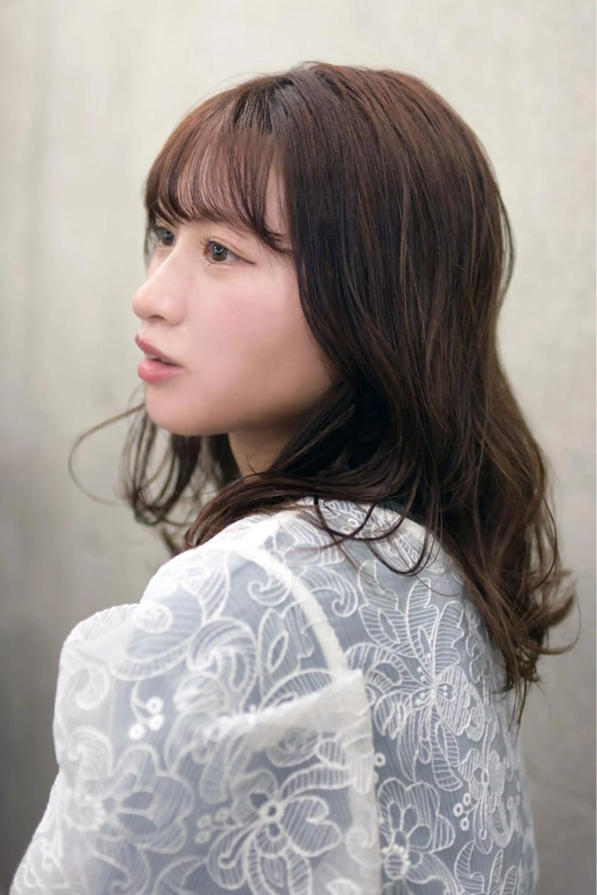 セミロング アッシュ ボブ くびれヘア ハイライト レイヤーカット 透明感／髪質改善 遠藤良祈のヘアスタイル