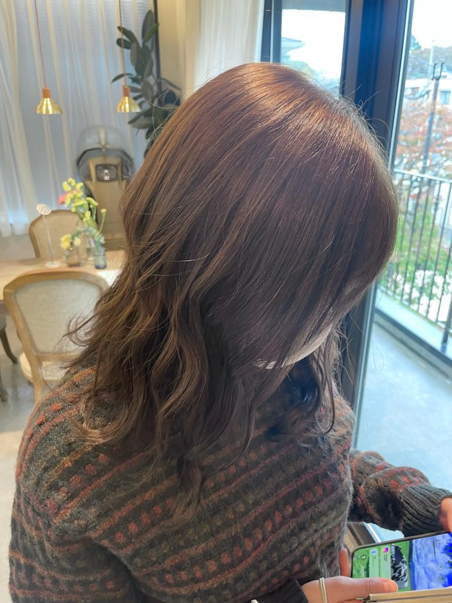 セミロング カラー ブリーチ 透明感カラー グレージュ ブリーチなしカラー 田中 陽菜乃のヘアスタイル