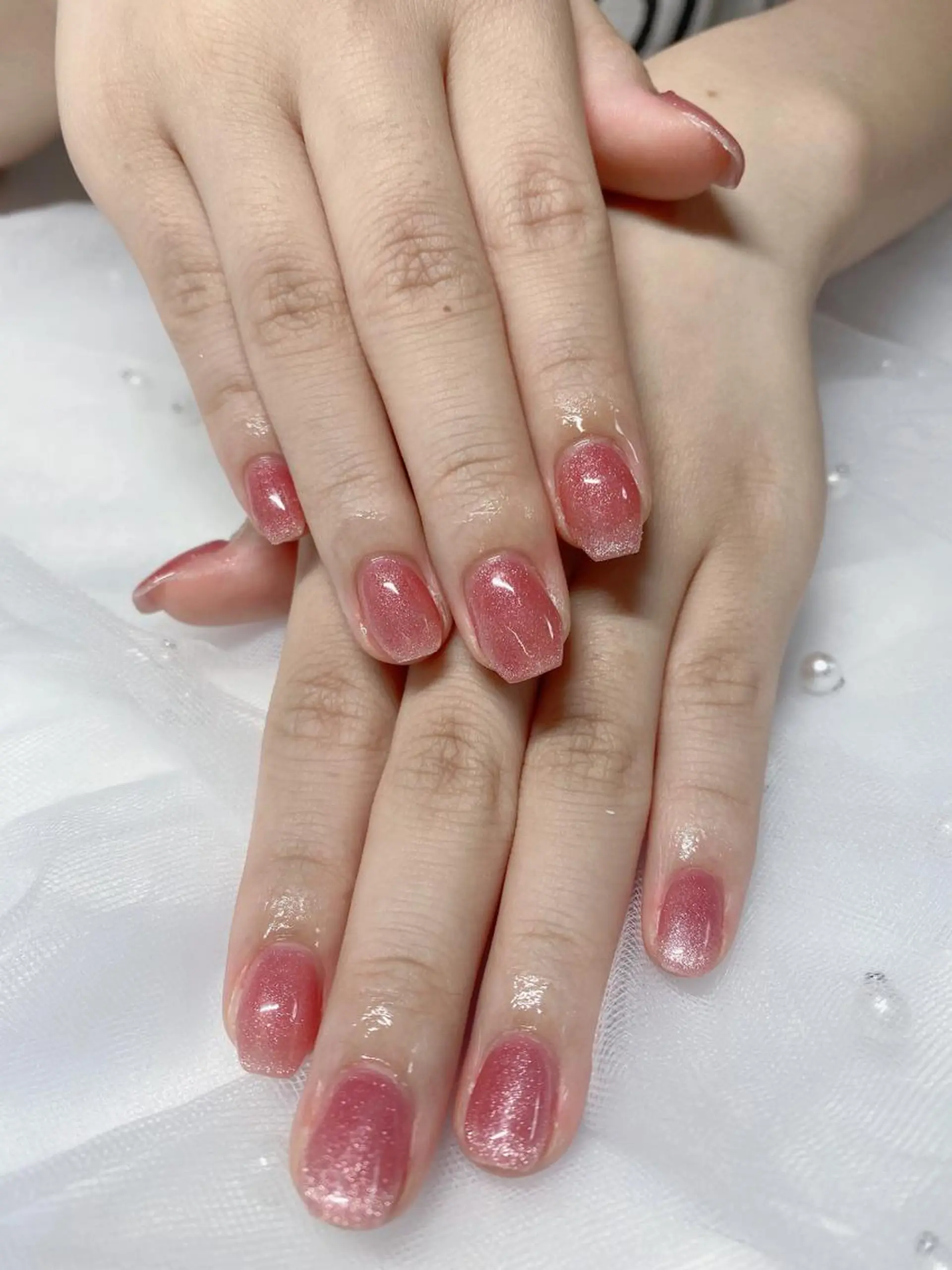 ネイル マグネットネイル ピンク ハンドネイル Jasmine nailsalon所属・ジャスミン ネイルサロンのネイルデザイン