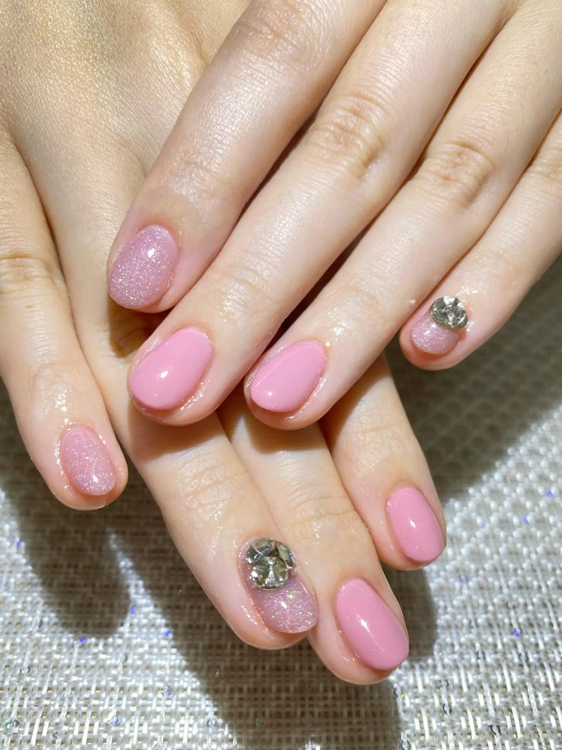 ネイル ピンク ピンクベージュ ショートネイル シンプルネイル Esthetic Will所属・will 有希のネイルデザイン