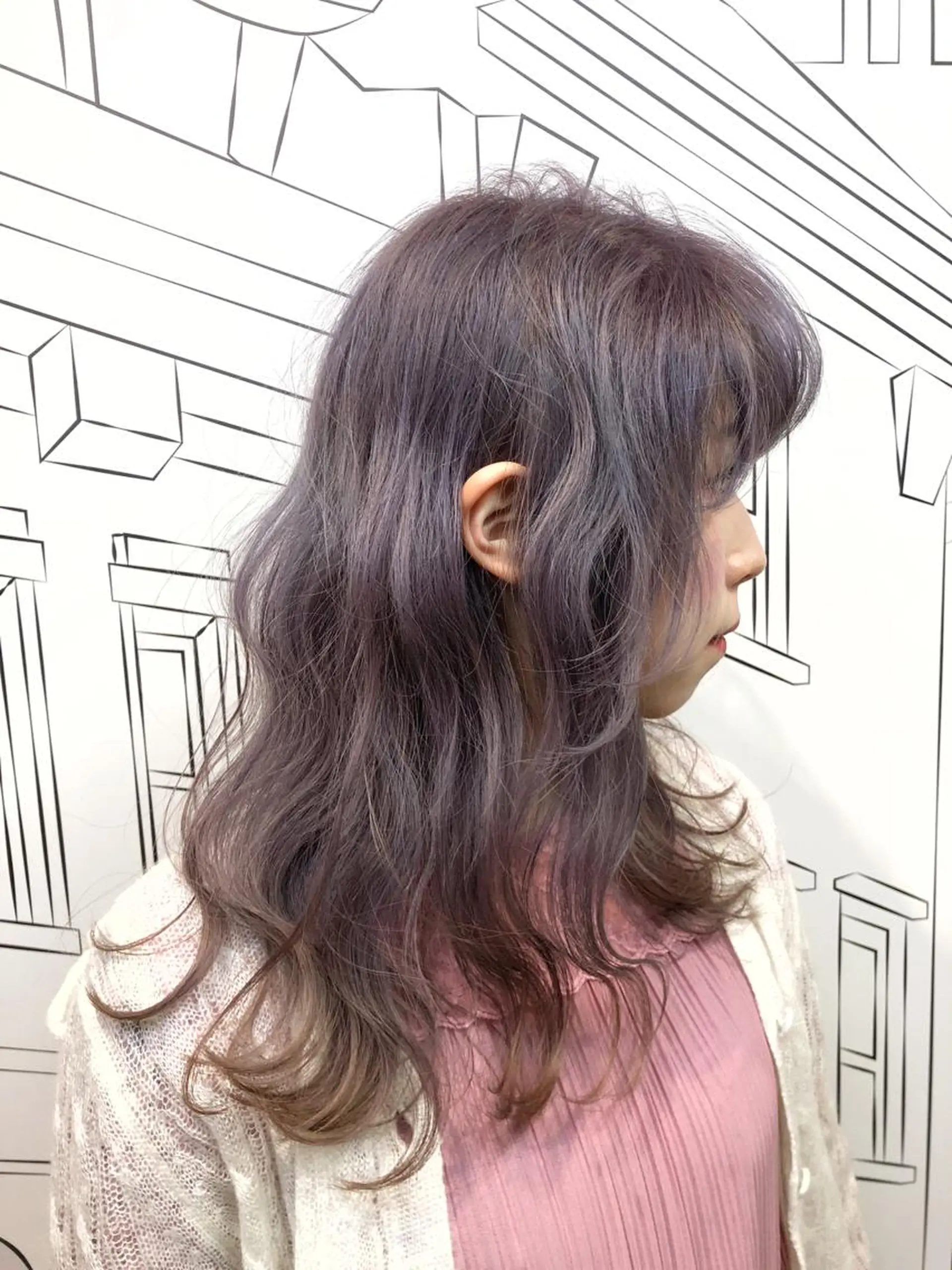 セミロング カラー グレージュ ラベンダーカラー ラベンダーピンク ピンクカラー ヘアカラー レイヤー⭐️カラー ⭐️平川雅史のヘアスタイル
