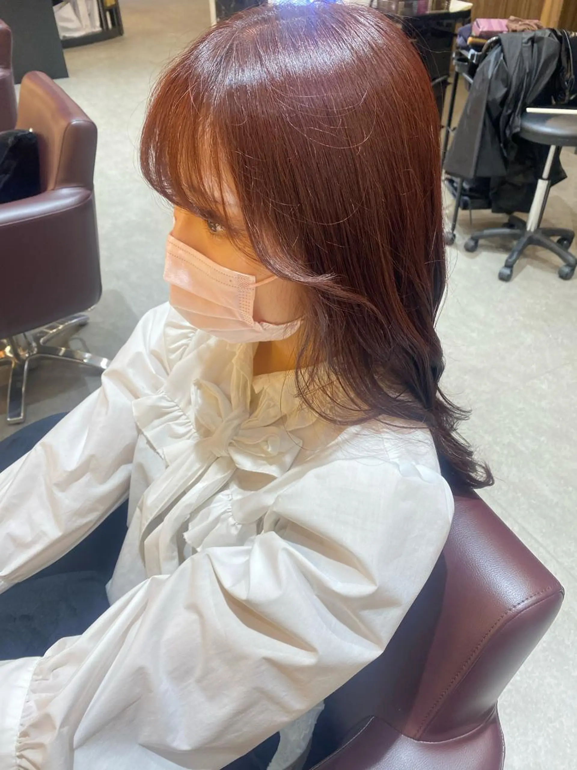 ロング カラー ブリーチ ブラウンカラー ブリーチなしカラー レッドカラー レッドブラウン kanato🇰🇷 【札幌韓国ヘア】のヘアスタイル