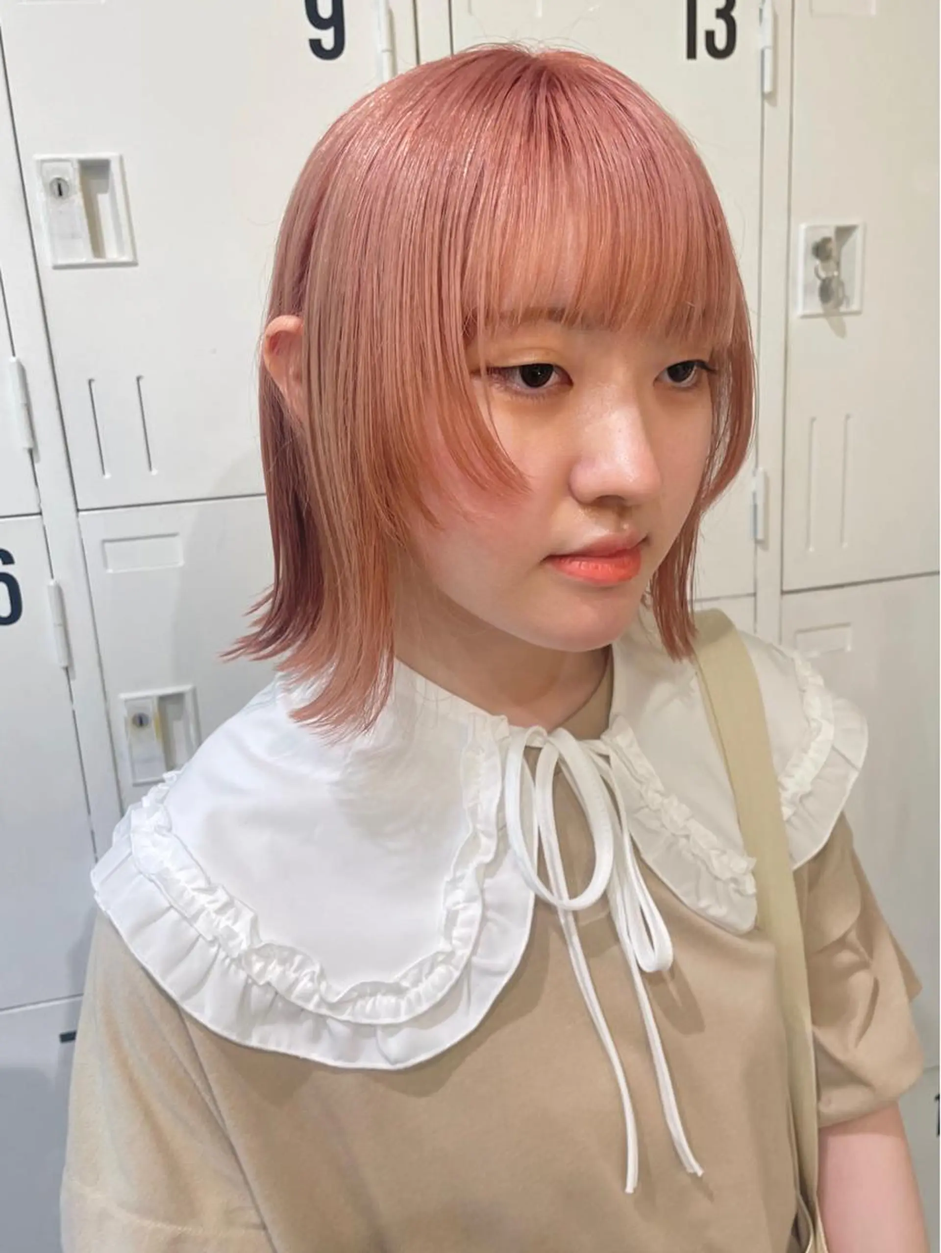 ミディアム カラー ピンクカラー ボブ カット ヘアカラー トリートメント 栄/ウルフ/レイヤー RIHOのヘアスタイル