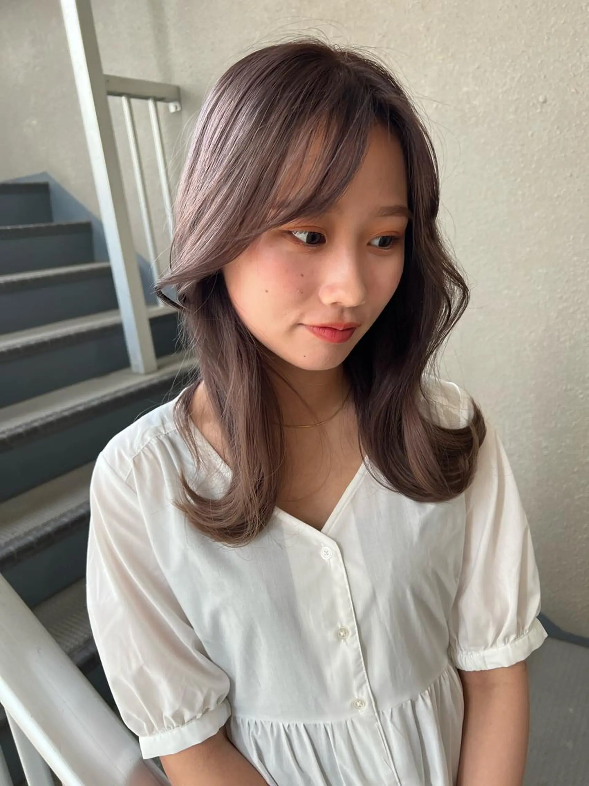 セミロング カラー ヘアカラー トリートメント ARIA💎縮毛矯正 ブリーチ💎複雑履歴のヘアスタイル