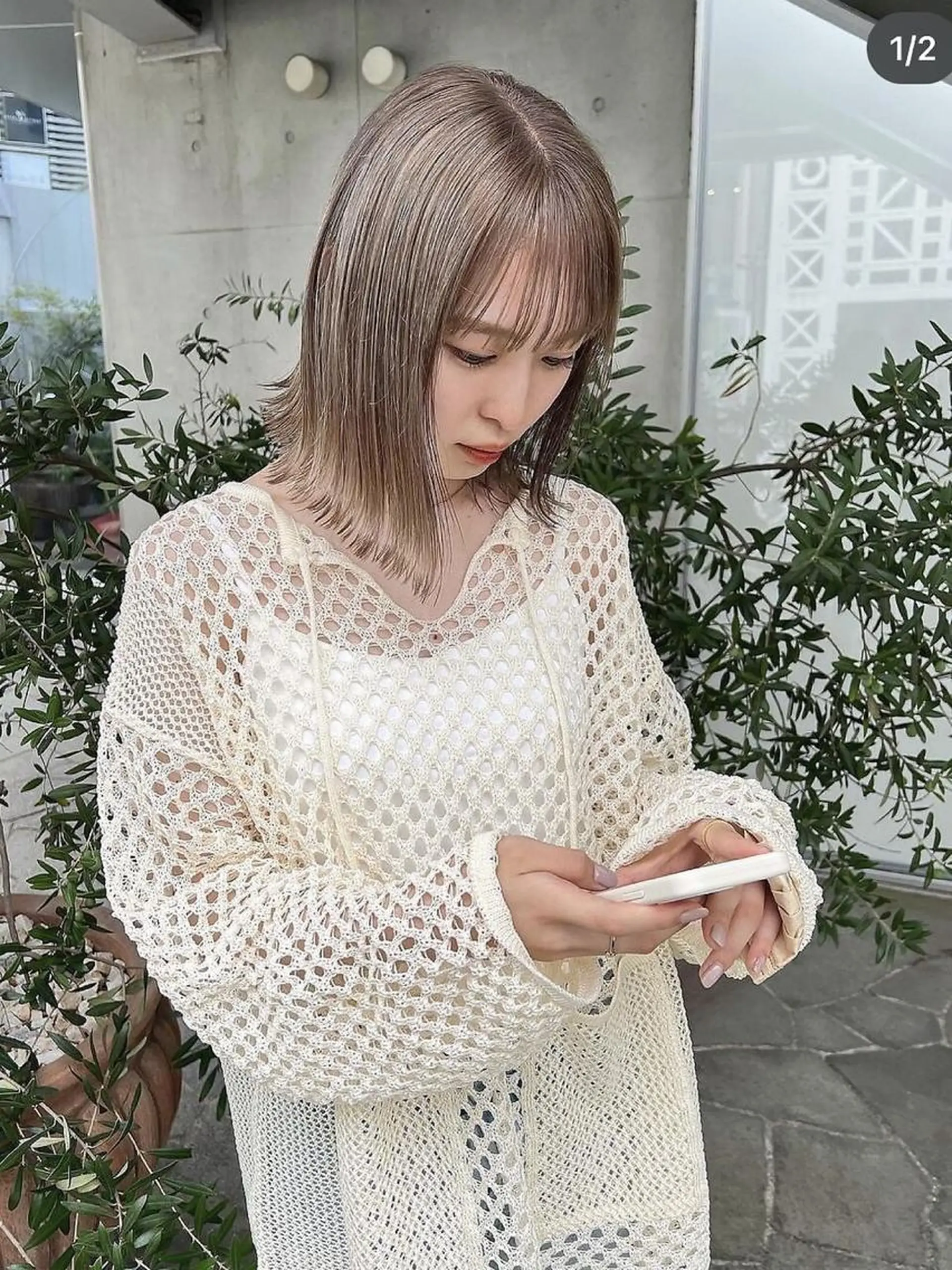 ミディアム カラー 透明感カラー🪡🤍 nanao🤍🪡のヘアスタイル