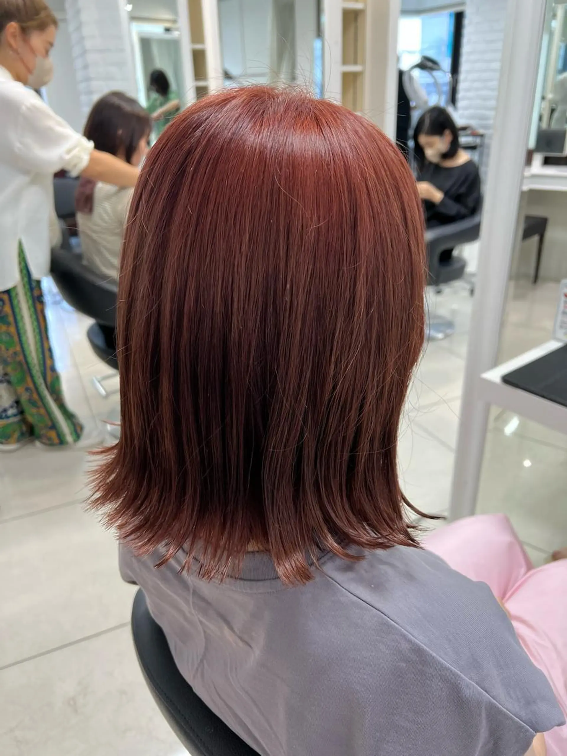 ミディアム カラー オレンジ ピンクカラー ヘアカラー トリートメント 【暖色カラー特化】 中山由梨のヘアスタイル