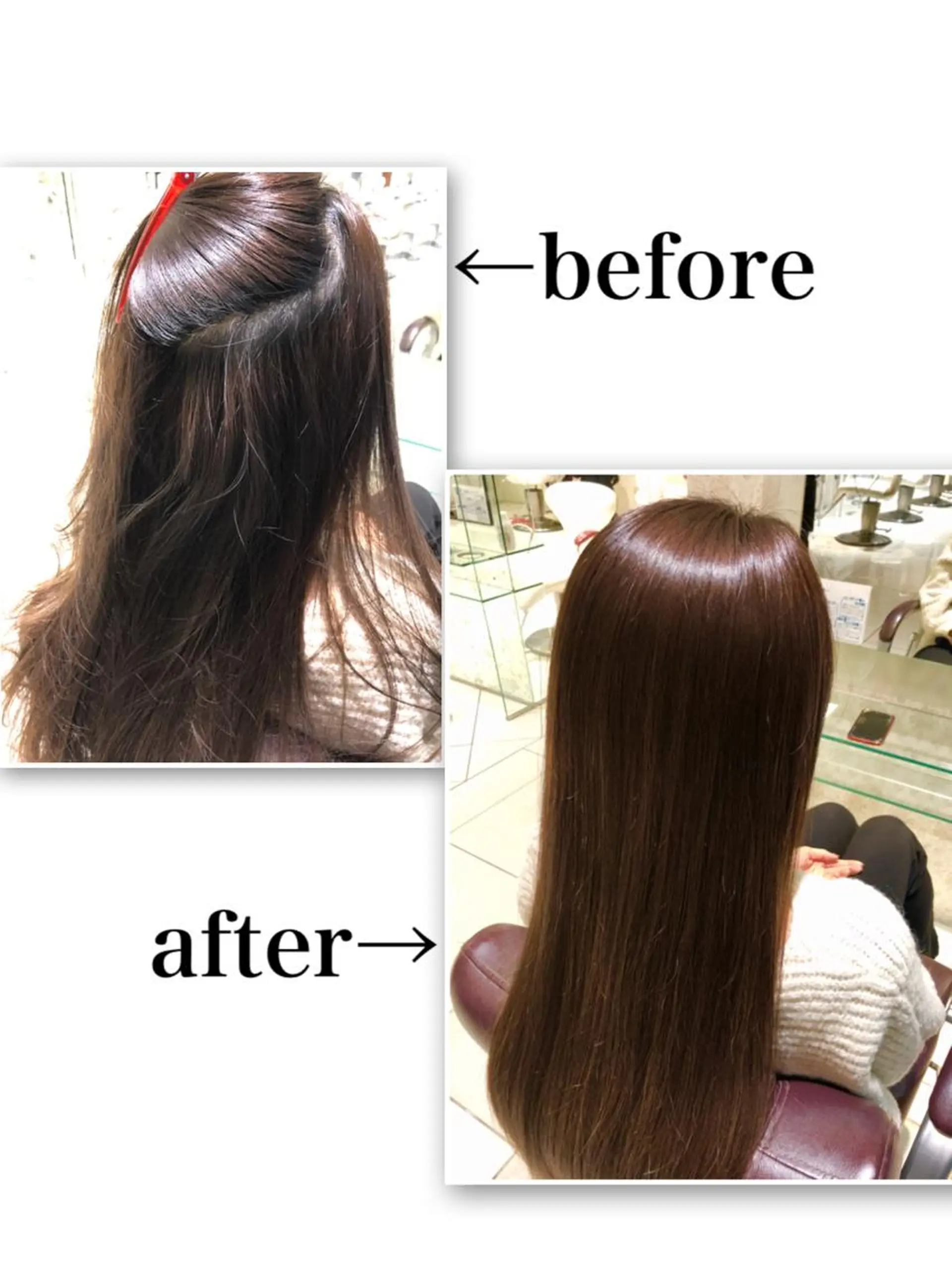 ロング カラー パーマ ブリーチ 髪質改善 縮毛矯正 酸性ストレート ストレートパーマ ✨髪質改善ストレート ×ミニボブ✨萩原　翼のヘアスタイル