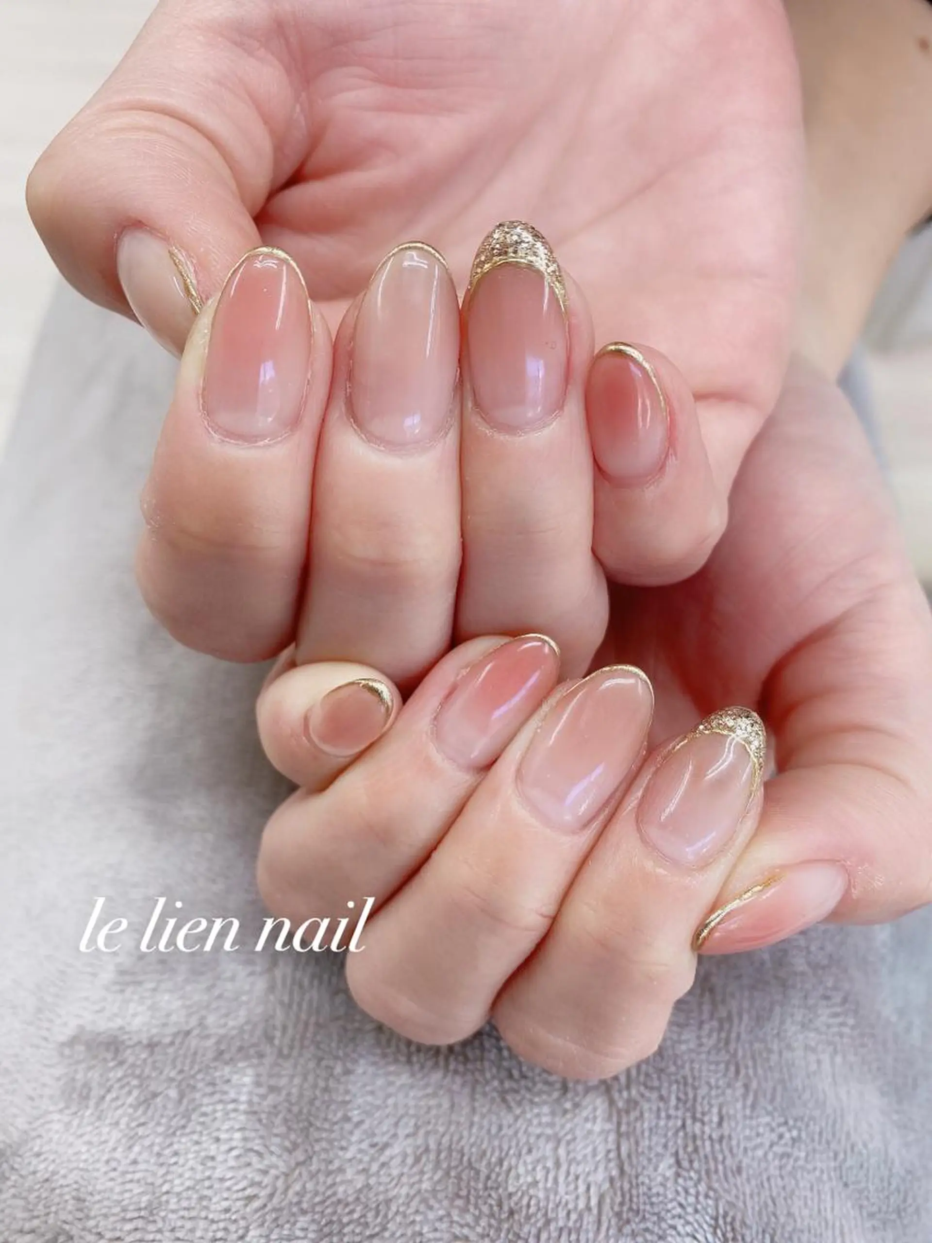ネイル フレンチネイル グラデーション ラメ(グリッター) ミラーネイル ニュアンスネイル ハンドネイル le lien nailのネイルデザイン