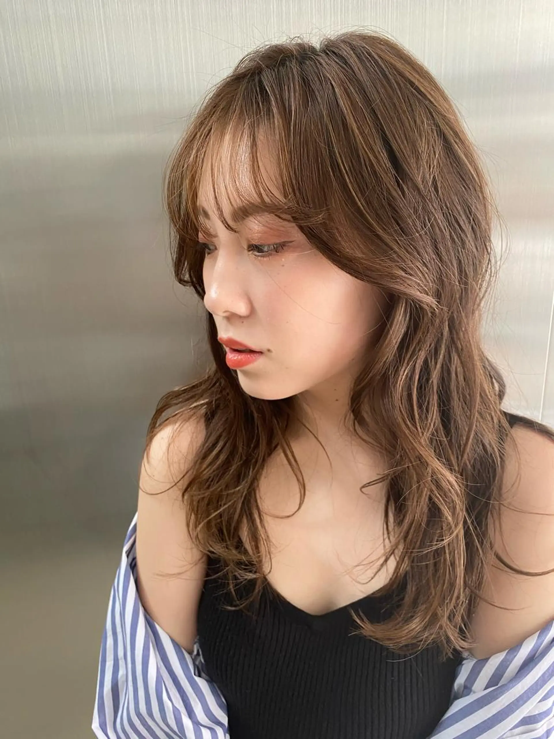 ロング カラー パーマ カット ヘアカラー トリートメント ホリイ ハルカのヘアスタイル