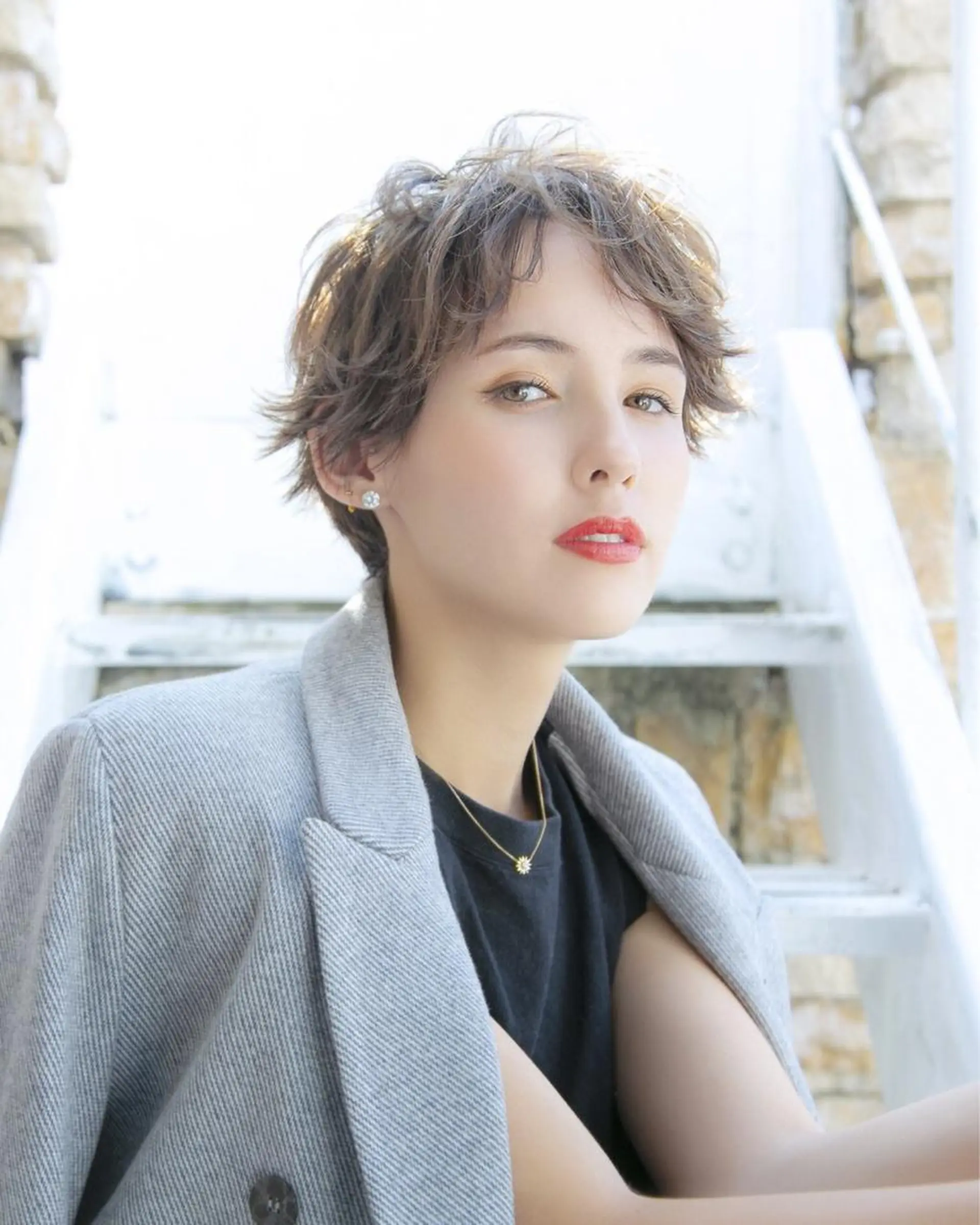 ショート カラー ヘアアレンジ 髪質改善　ANFINI 仙台所属・仙台Ｉ韓国レイヤー Ｉ髪質改善Ｉ伊藤拓海のヘアスタイル