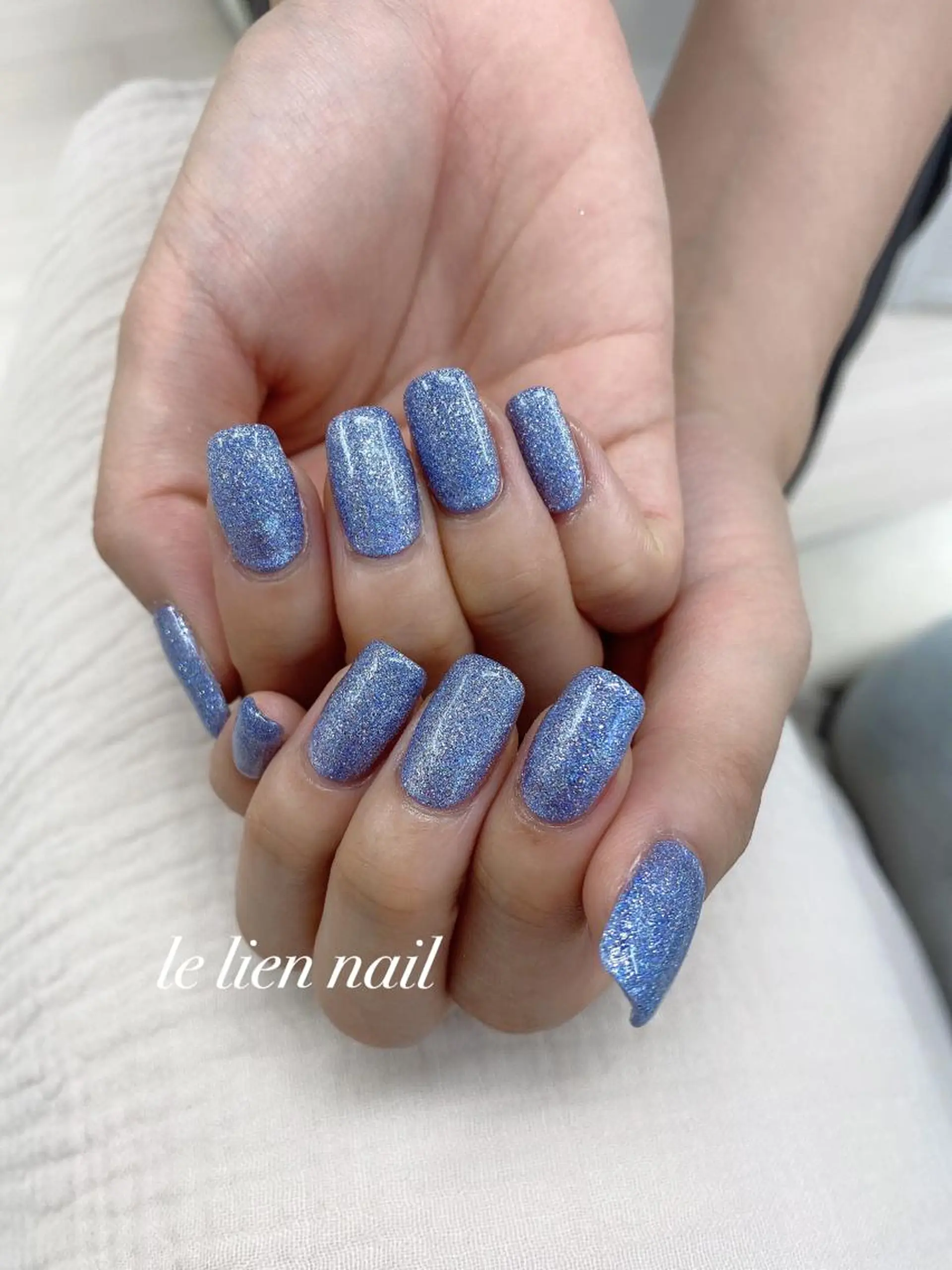 ネイル ブルー ラメ(グリッター) ハンドネイル le lien nailのネイルデザイン