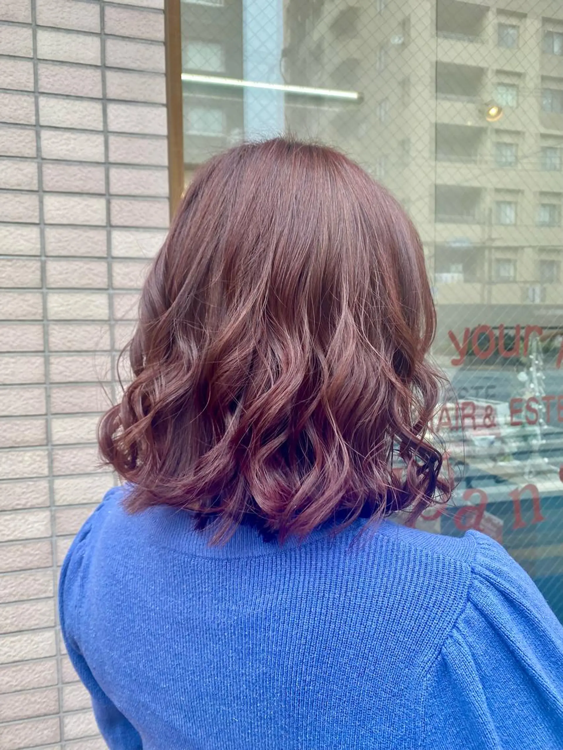 ミディアム カラー ブラウンカラー ピンクカラー ピンクブラウン ️🫧押上️🫧はな 🫧うる艶パーマのヘアスタイル