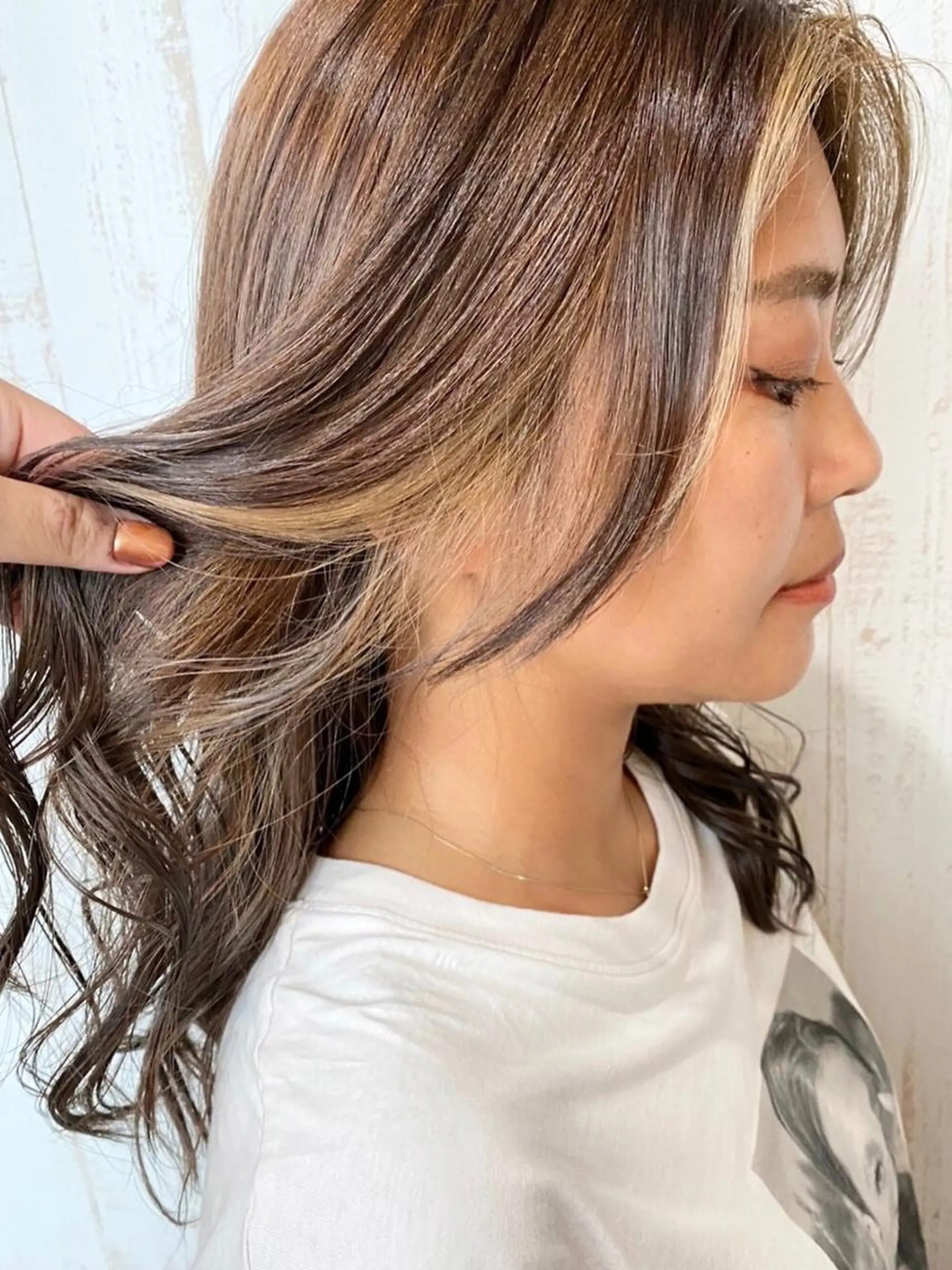 ロング カラー パーマ ヘアアレンジ 大阪レミーエクステ チビ編み込みのヘアスタイル