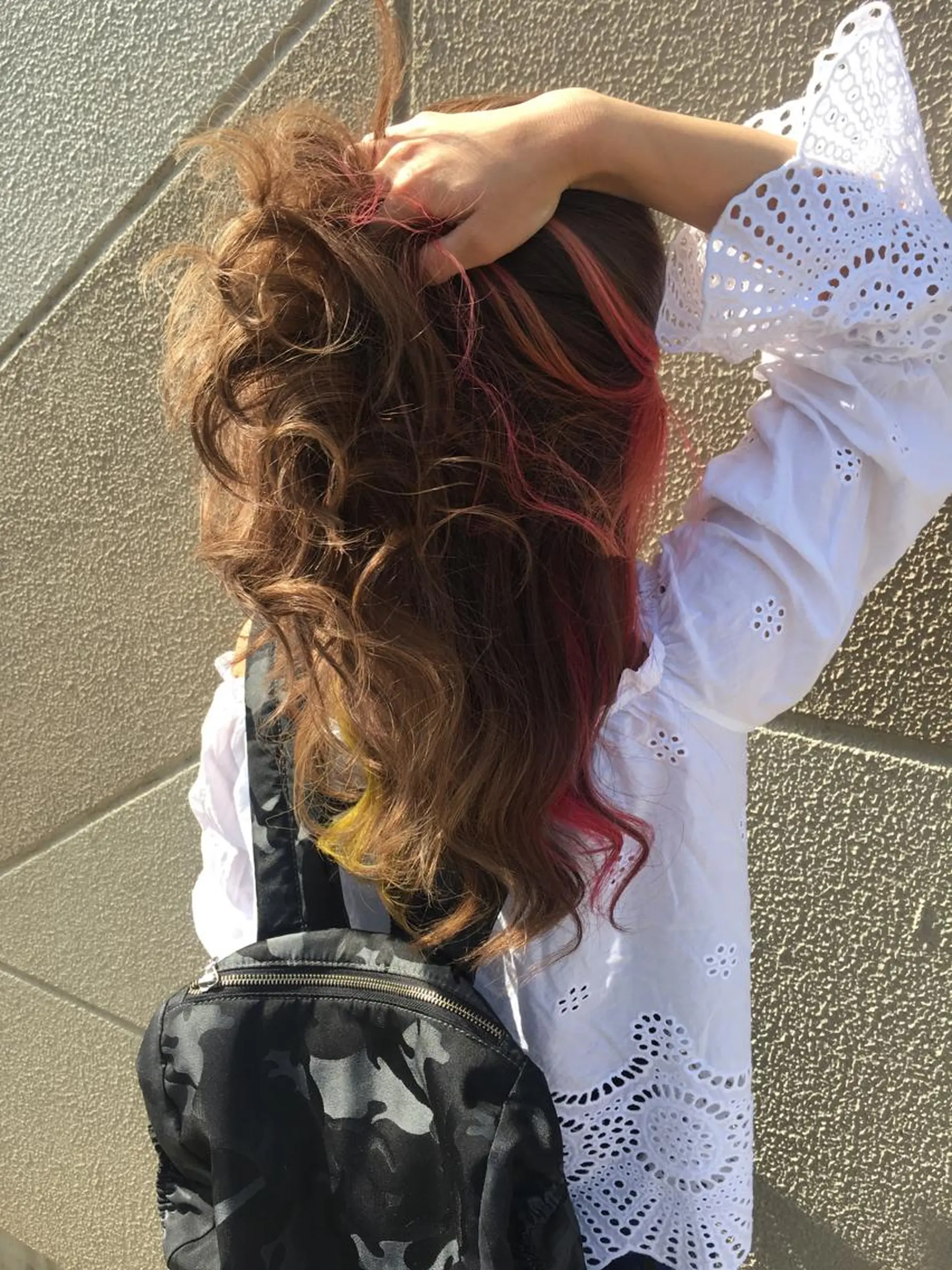 セミロング カラー ヘアアレンジ ピンクカラー イエローカラー ヘアカラー きむえり/セット/ 髪質改善/カラーのヘアスタイル