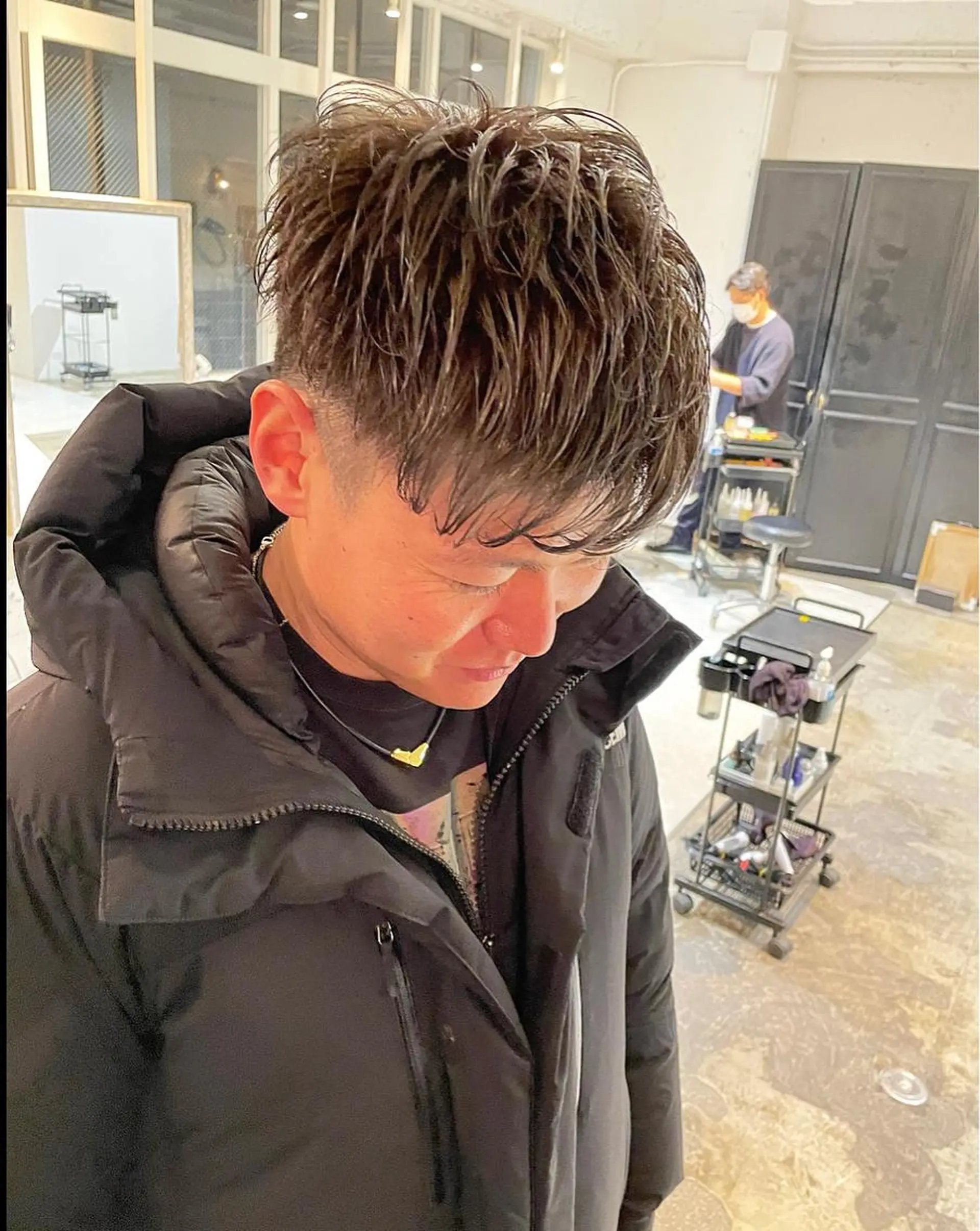 ショート カラー ヘアアレンジ メンズ メンズハイライト アッシュ アッシュグレー ハイライトカラー ハイライト 🍀竹内 友麻🍀のヘアスタイル