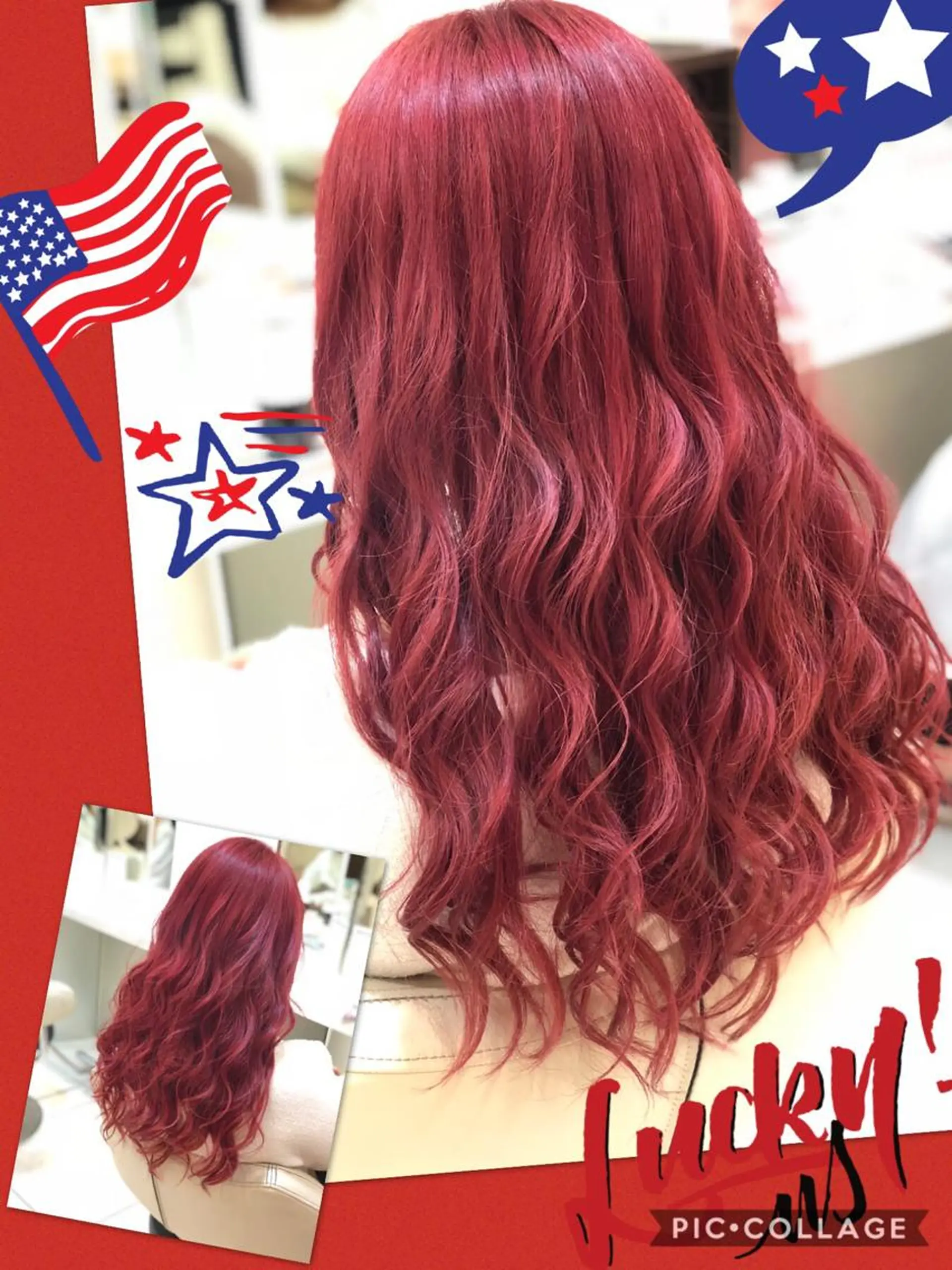 ロング カラー ブリーチ ケアブリーチ イルミナカラー レッドカラー 永島 桜のヘアスタイル