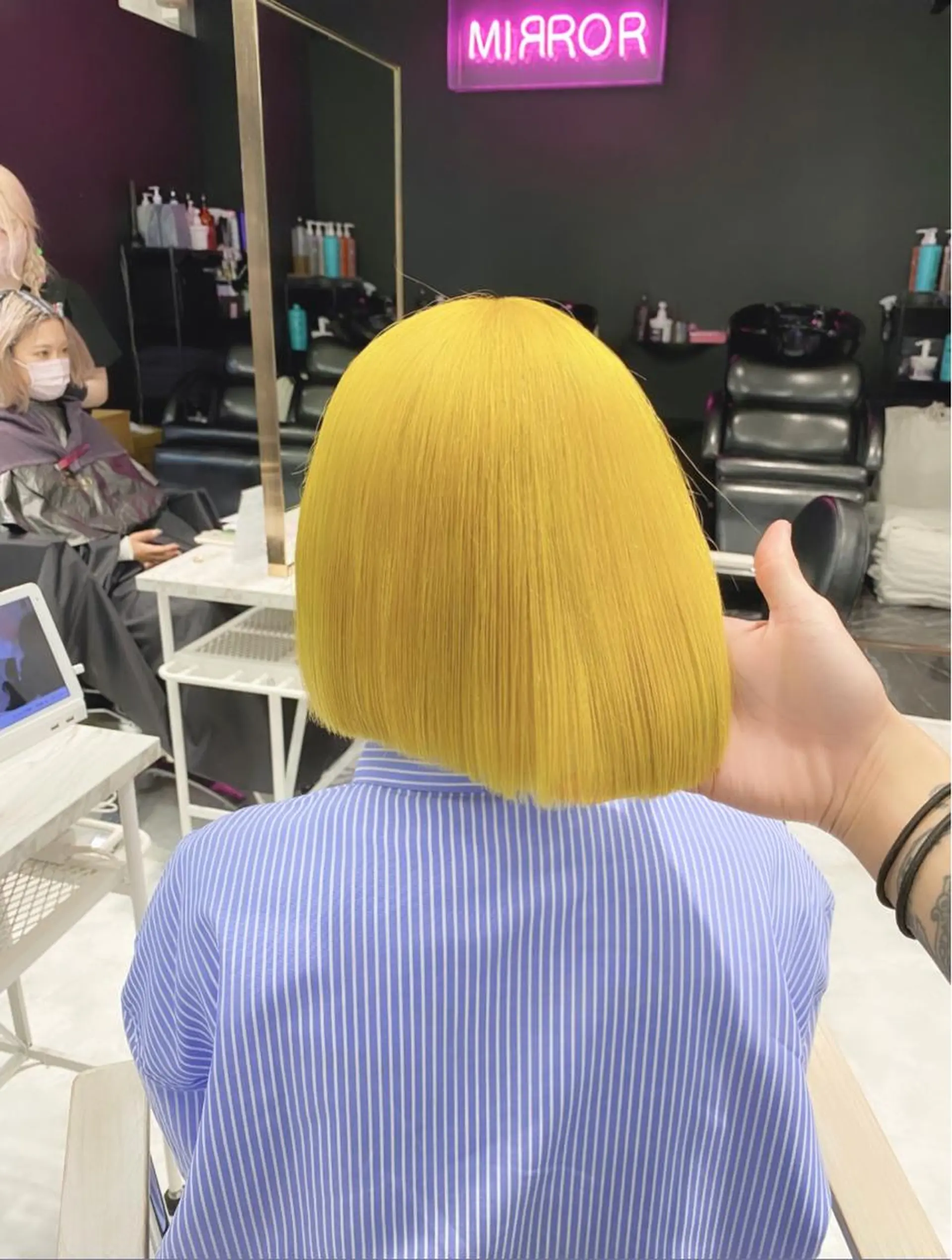 ミディアム カラー パーマ ヘアアレンジ メンズ キッズ ネイル マツエク・マツパ アイブロウ ヘアカラー トリートメント ハイトーン/ピンク 💗モモ໒꒱のヘアスタイル