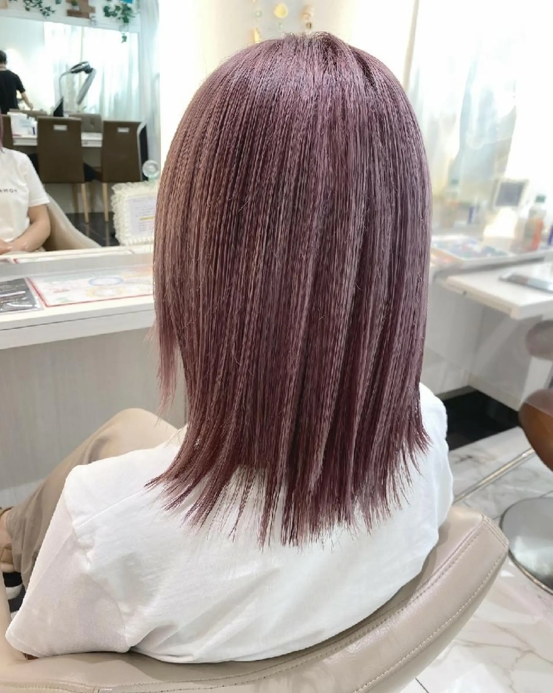 ミディアム カラー ブリーチ グレージュ ピンクカラー ＡＳＨ 大宮のヘアスタイル