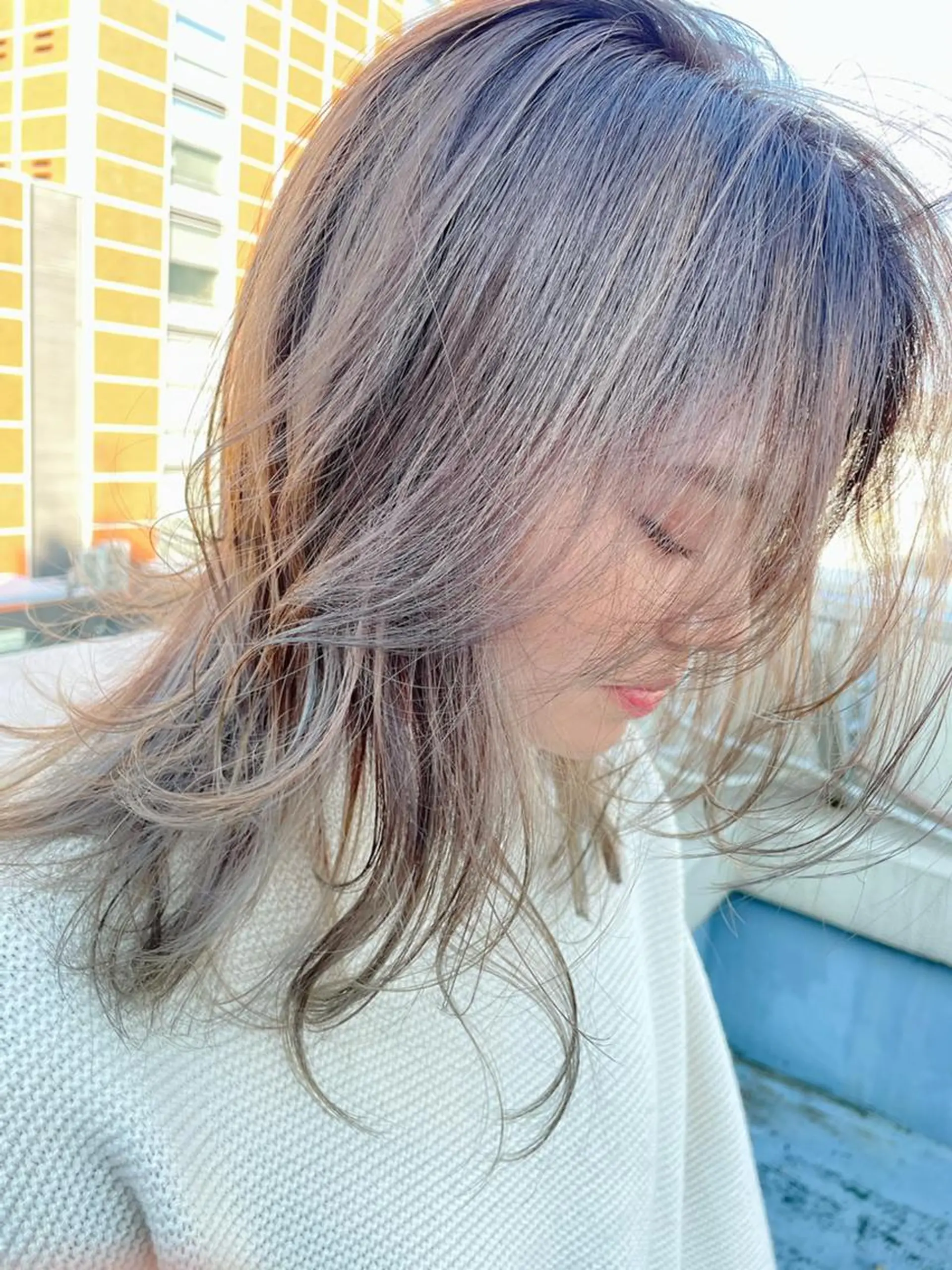 カラー ミディアム イルミナカラー ワイドバング ウルフカット N° aria 三軒茶屋のヘアスタイル