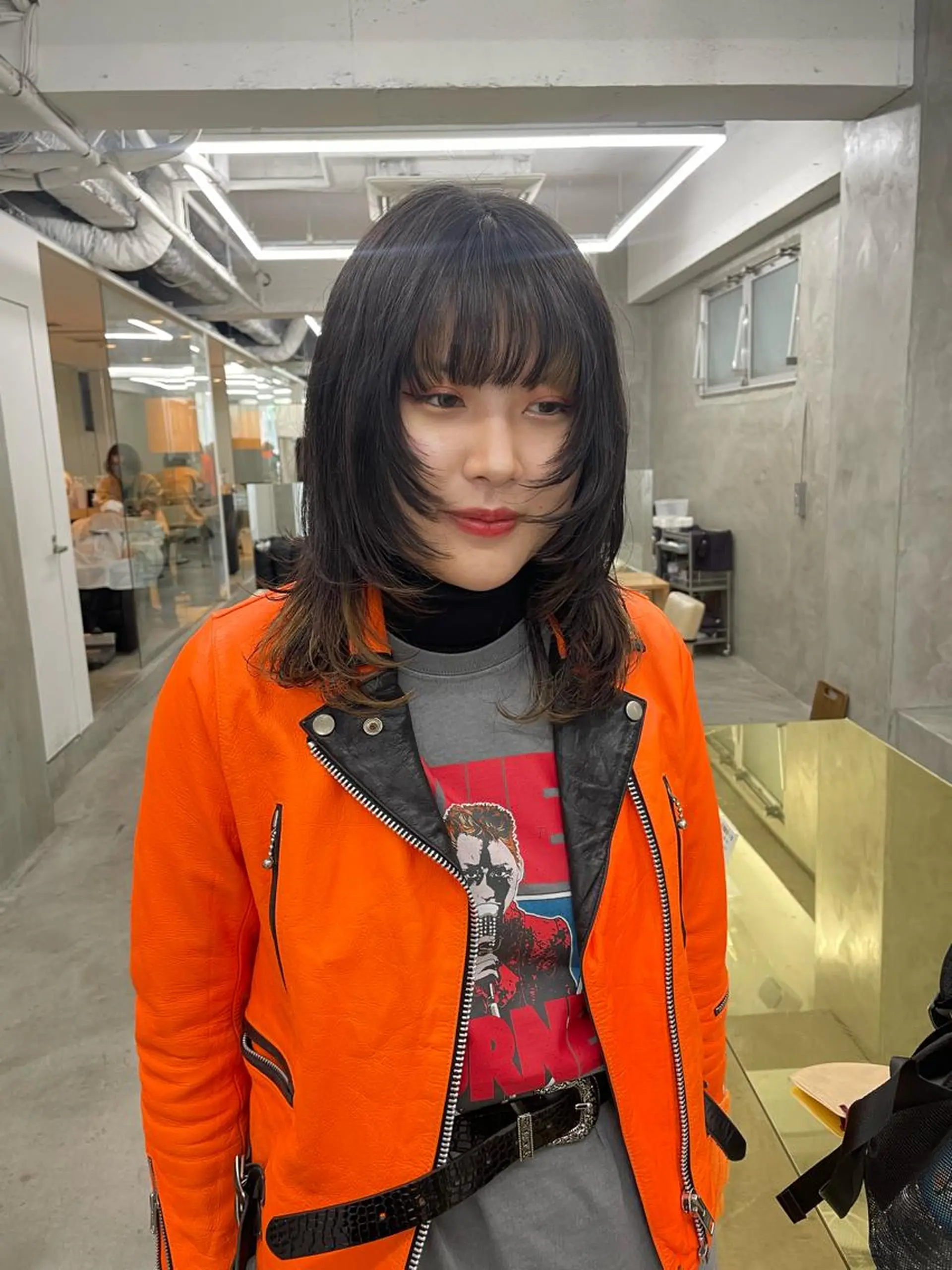 ミディアム ミディアムパーマ ボブ ハイライト 髪質改善 韓国風ヘア カット ハイトーン/レイヤー 🌸さくらのヘアスタイル