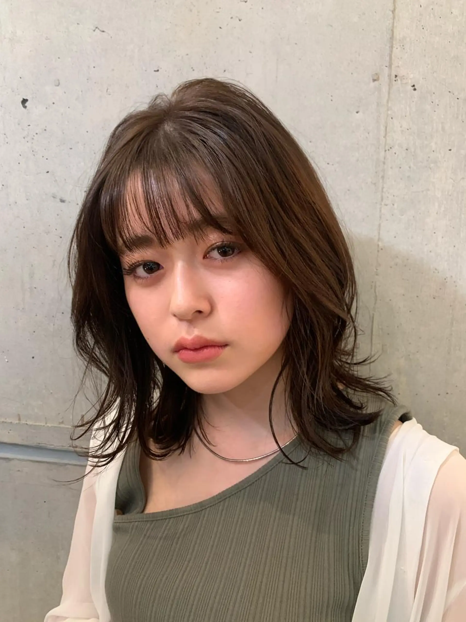ミディアム ミディアムパーマ ボブ レイヤーカット 平田 勘吉のヘアスタイル