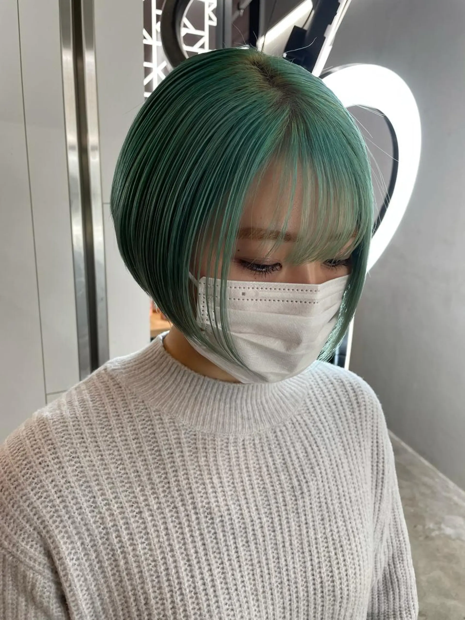 ショート カラー ミント ミントグリーン カット ヘアカラー トリートメント ヘアセット 💜ハイトーン💛 マジカルかいちゃんのヘアスタイル
