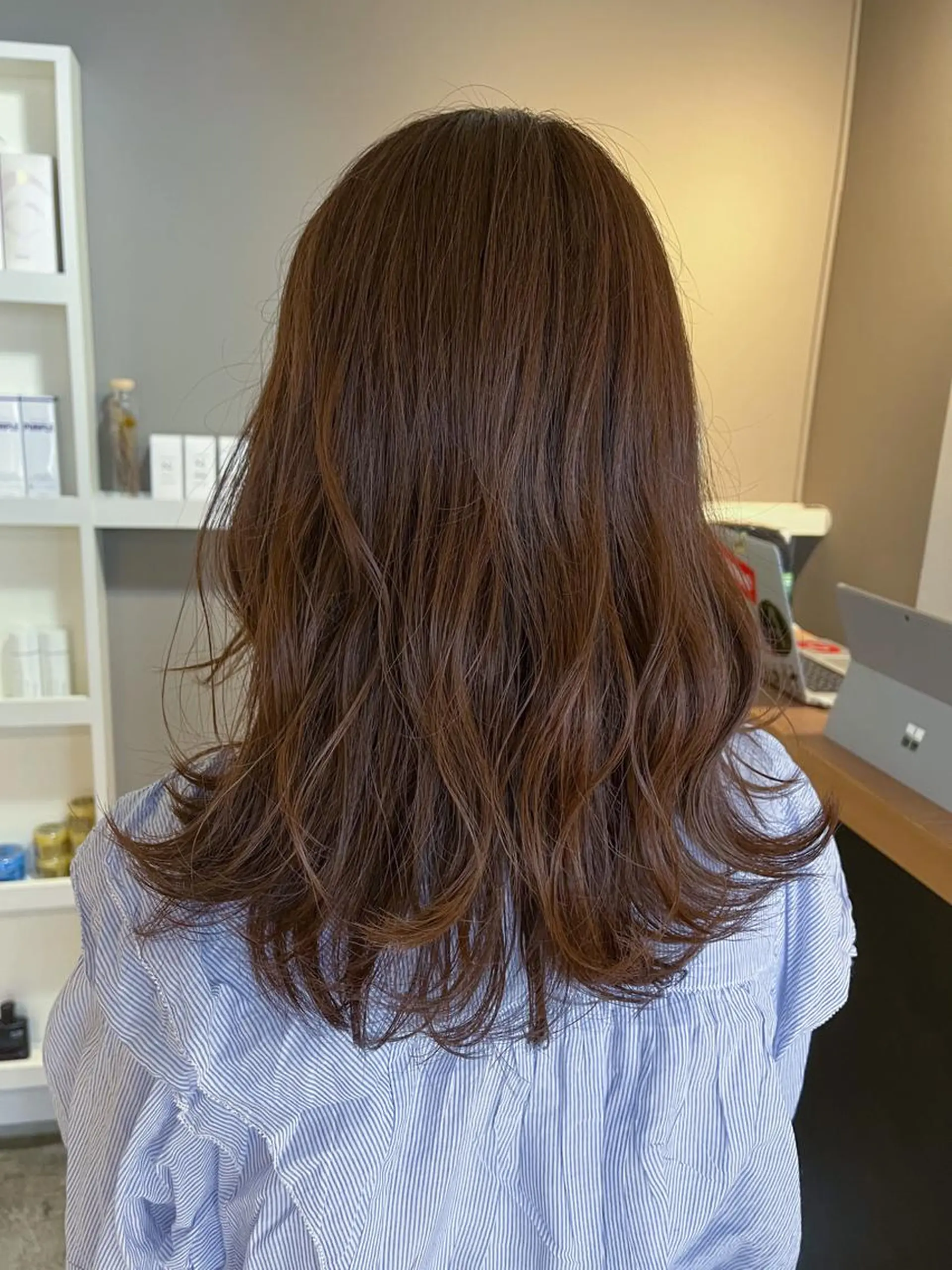 ミディアム カラー ヘアアレンジ メンズ キッズ マツエク・マツパ アイブロウ GO TODAY SHAiRE SALON所属・透明感カラー🤎 ゆりのヘアスタイル