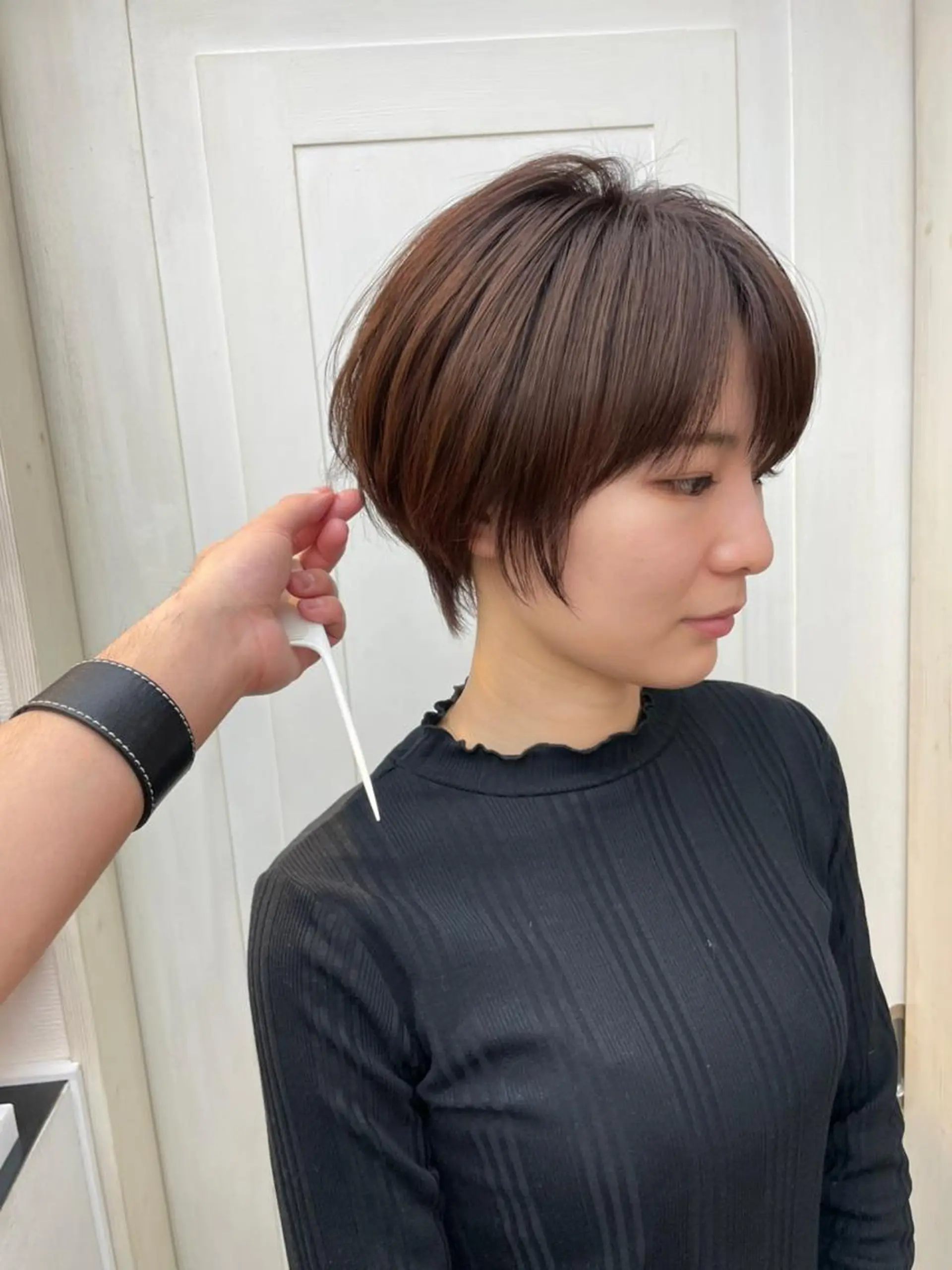 ショート カラー アディクシーカラー アッシュ ミストバング ブリーチ ブロンド カット ヘアカラー トリートメント N° anfeel 渋谷🪞🫧のヘアスタイル
