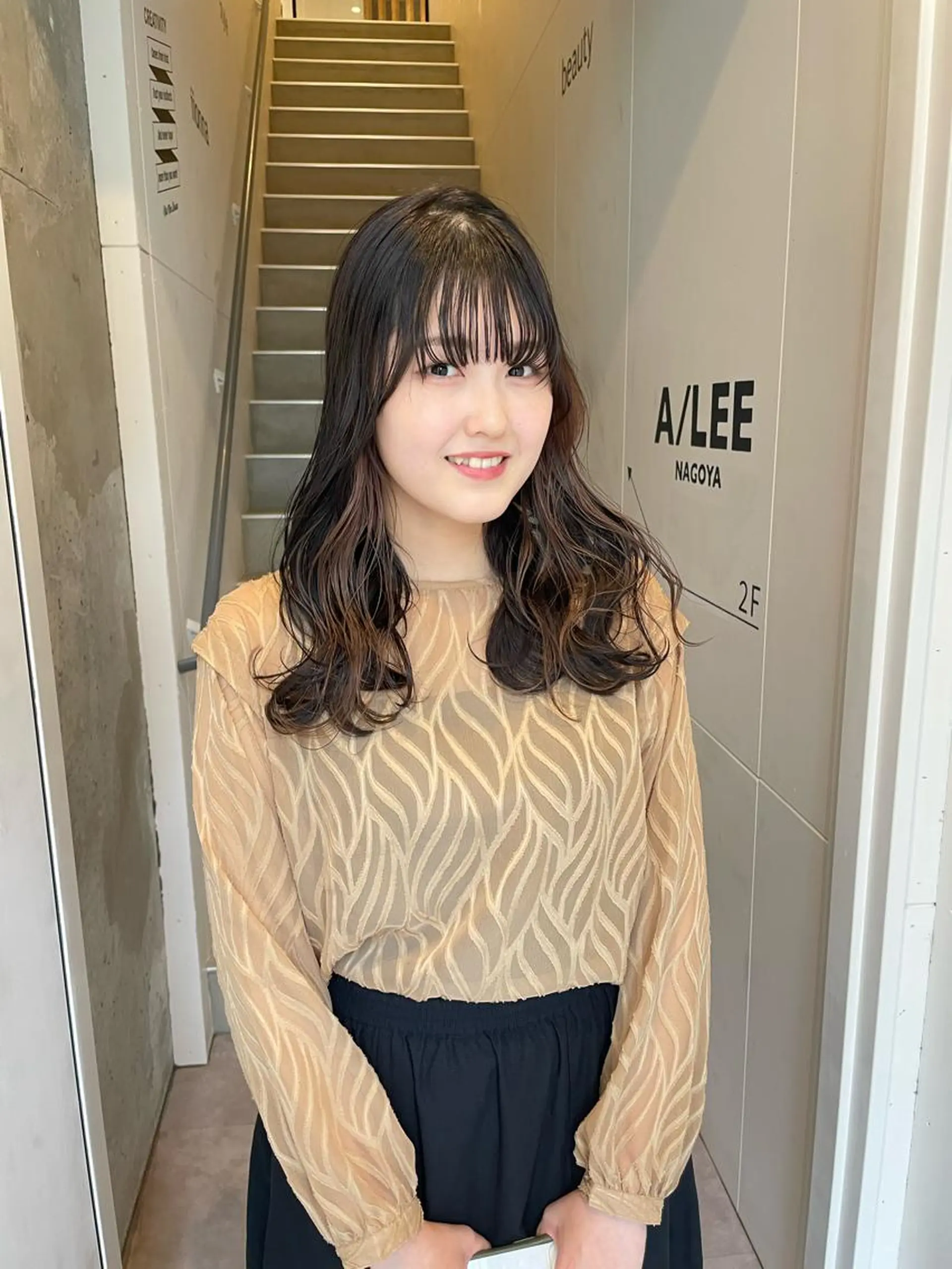 ロング アッシュ アッシュブラック A/LEE所属・久保田 千尋のヘアスタイル