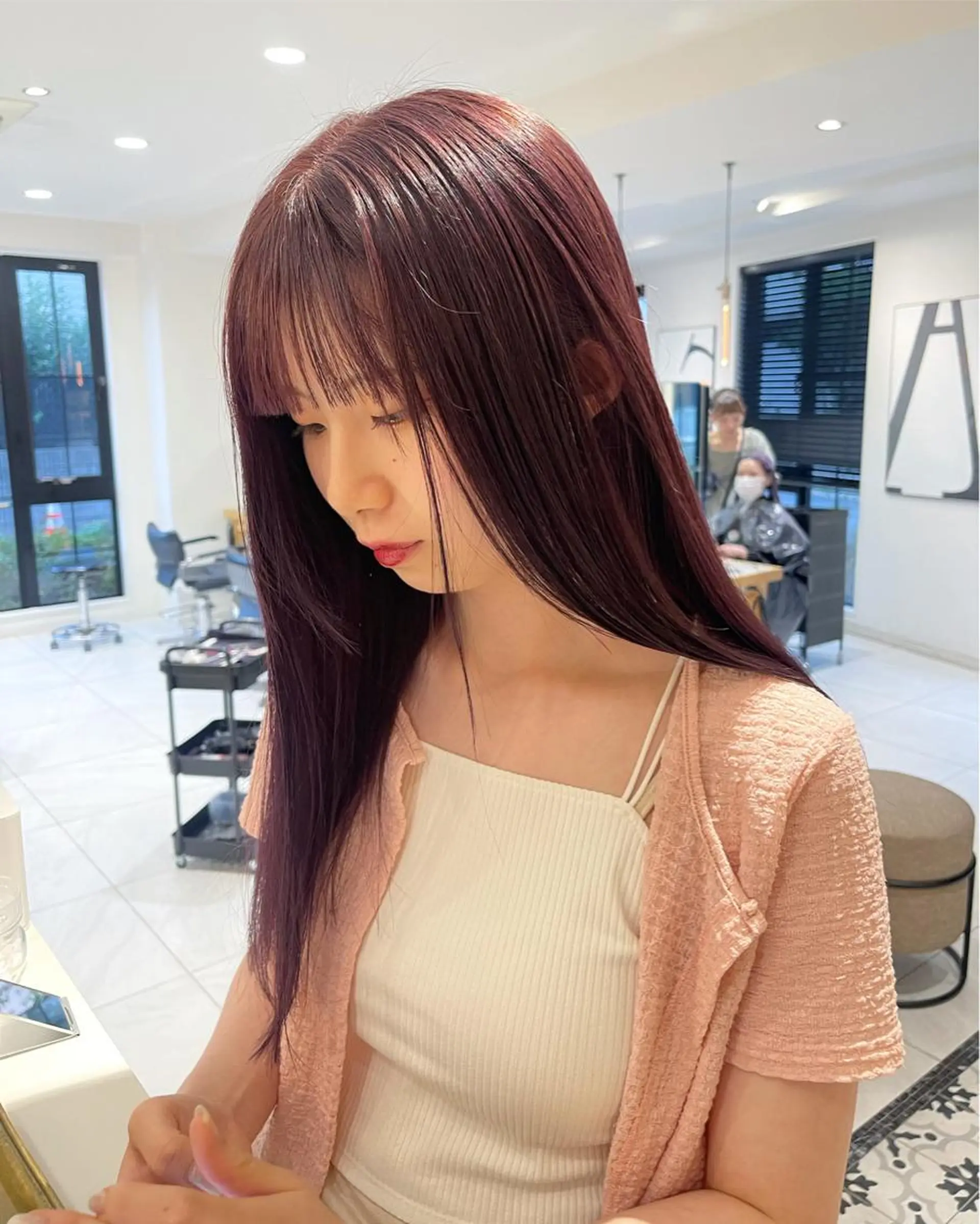 ロング カラー ラベンダーカラー ヘアカラー トリートメント ヘッドスパ ラベンダー/レイヤー カット🤎mamiのヘアスタイル