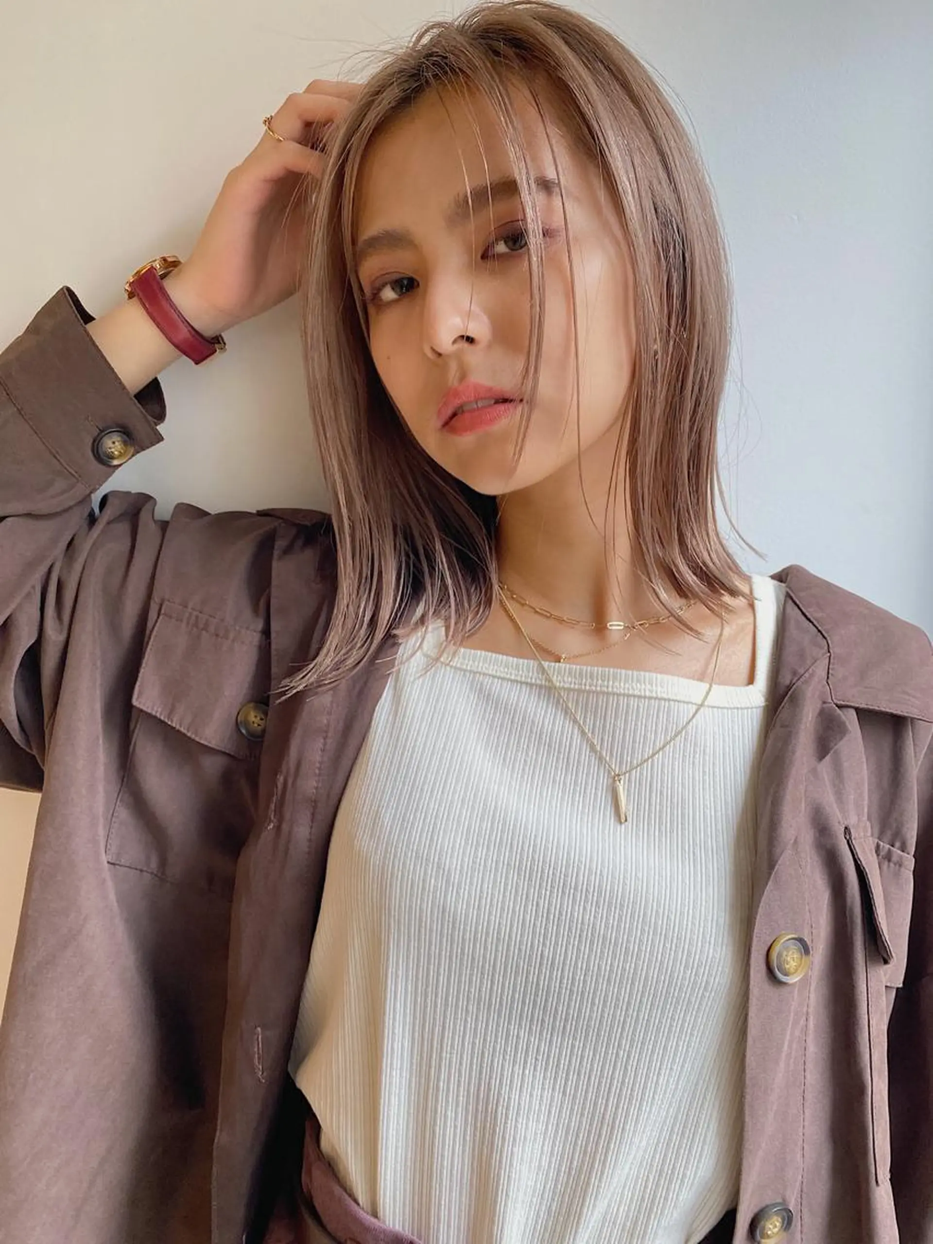 ミディアム カラー すぎもと さき⚡️ 朝ラク･*パーマのヘアスタイル