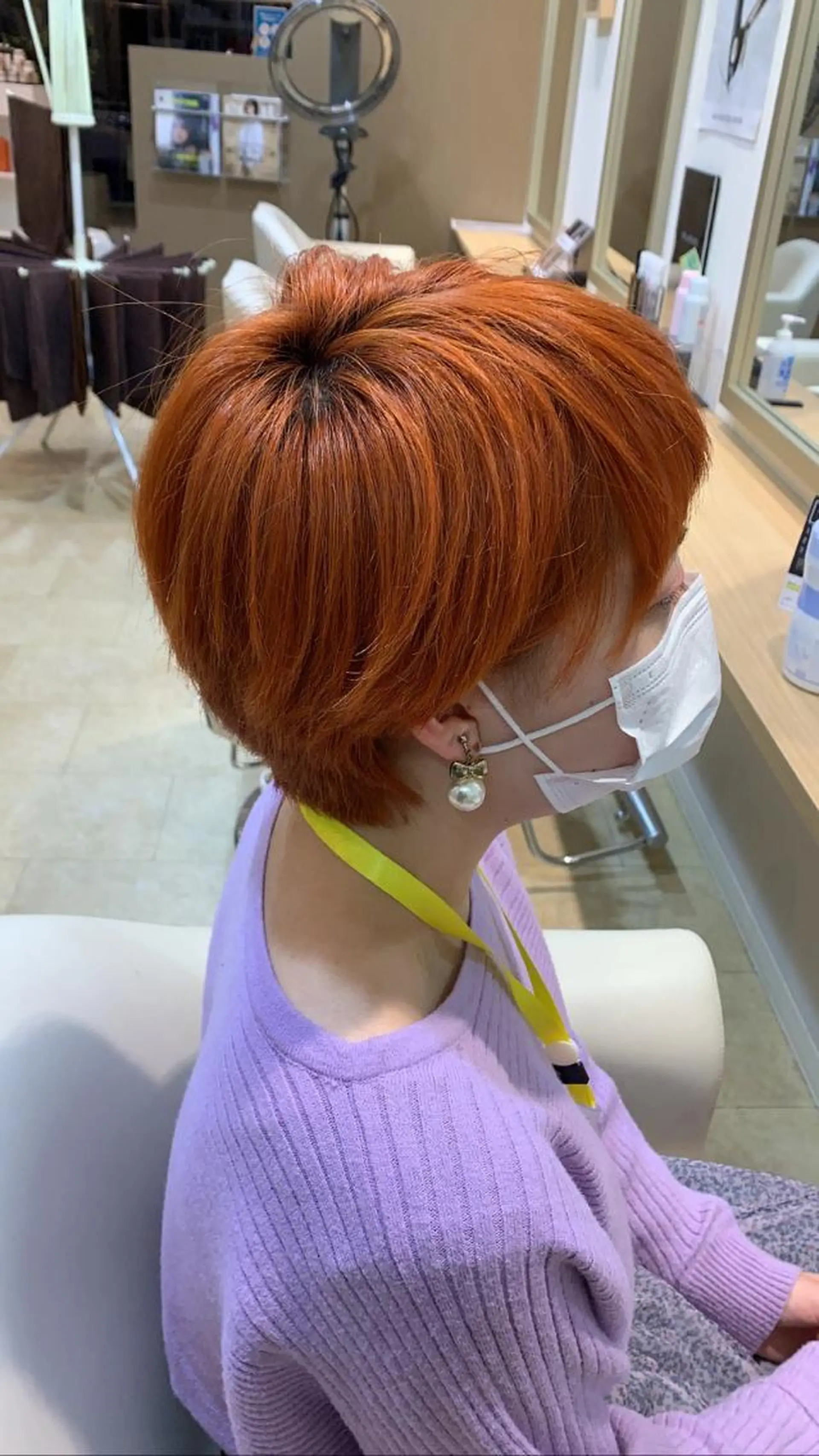 ショート カラー ブリーチ オレンジ 西新/siohair 似合わせ/石尾刻矢のヘアスタイル