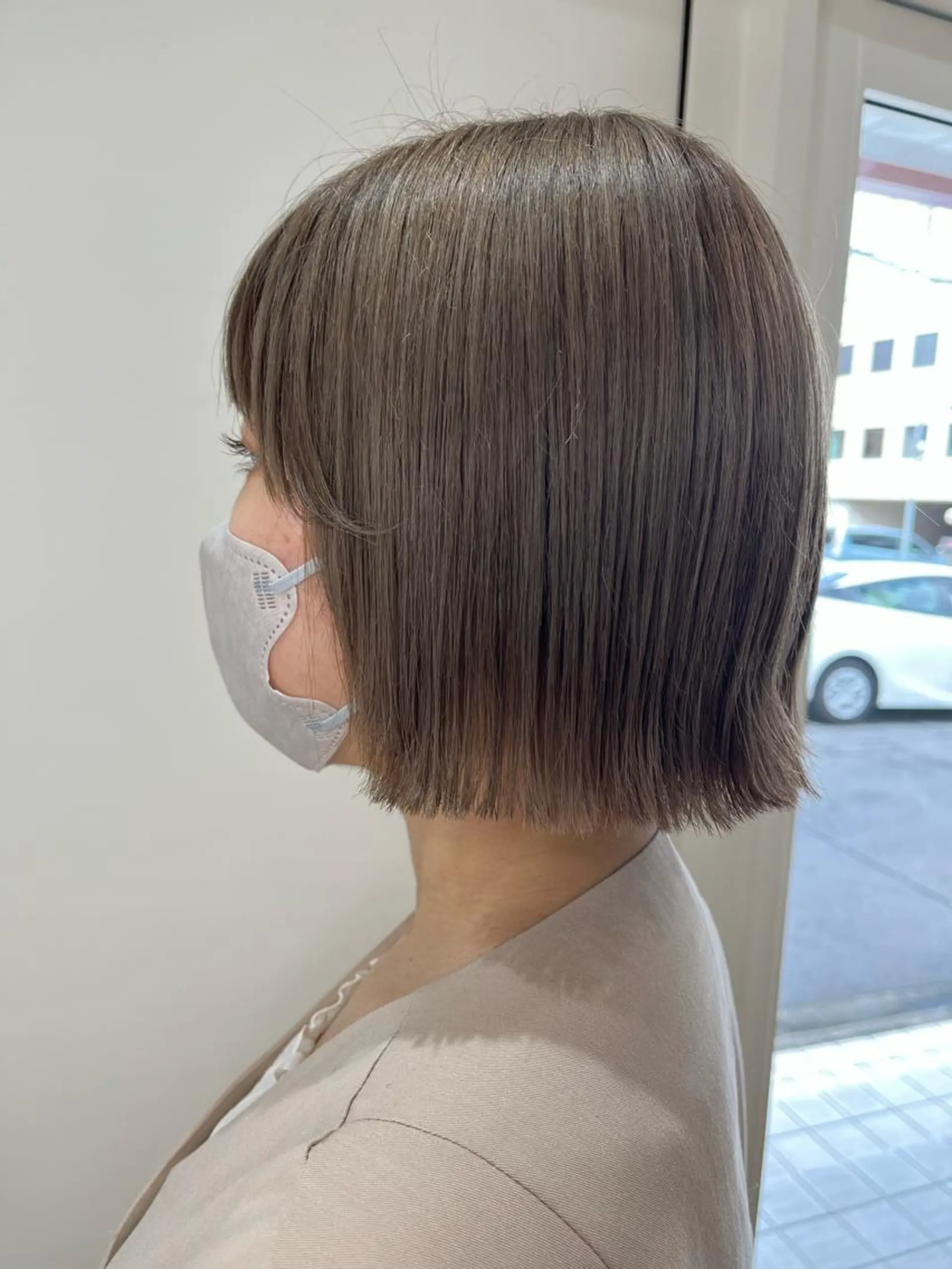 ショート カラー ブリーチ グレージュ Pocketいわき 深谷 智花のヘアスタイル