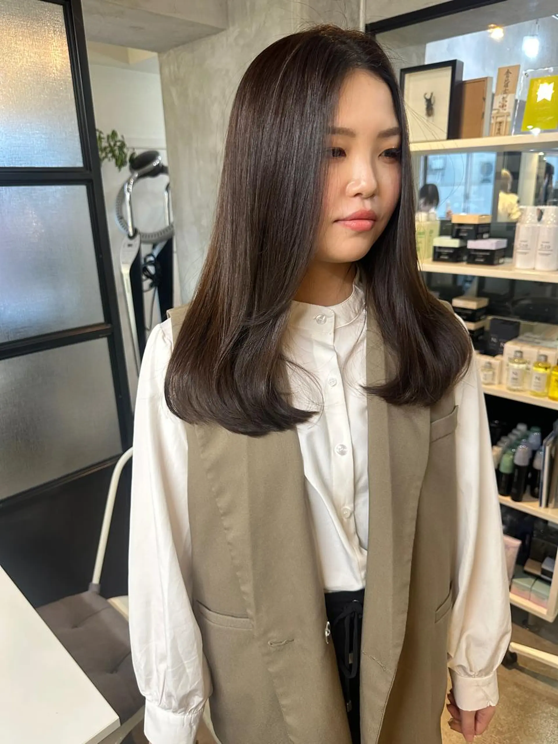 セミロング カラー ヘアアレンジ ブラウンカラー カット ヘアカラー トリートメント ヘアセット stylist/蛯谷 珠里のヘアスタイル