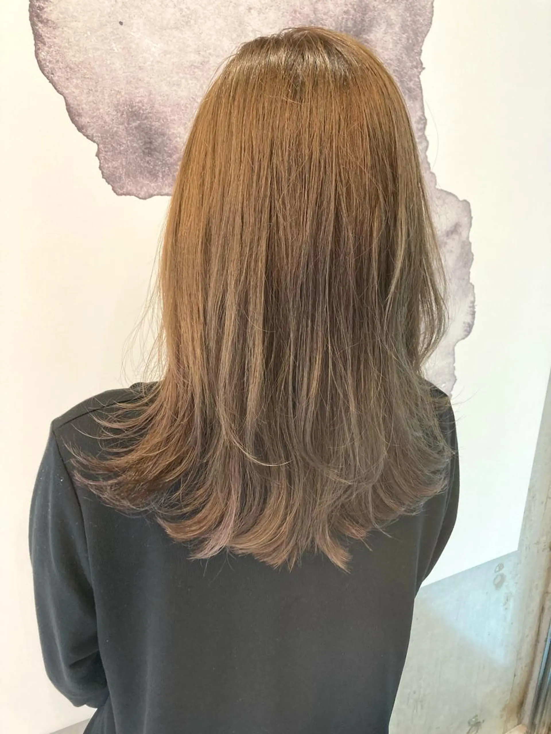 セミロング カラー ベージュカラー レイヤーカット 園田あずさ/髪質改善 /透明感カラーのヘアスタイル
