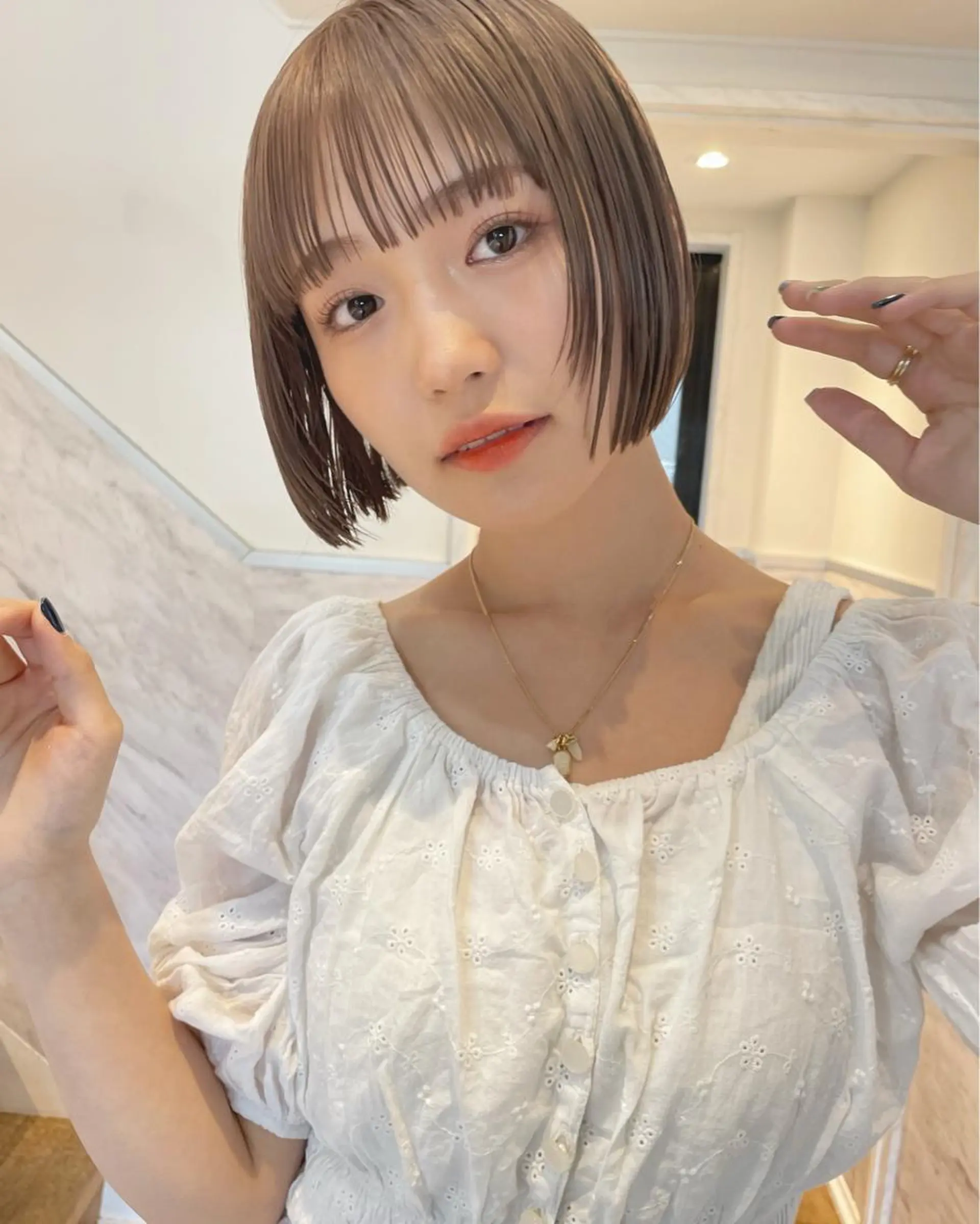 ショート カラー ハイトーンカラー ボブ カット ヘアカラー トリートメント 🫧透明感ヘア🫧 🧸竹花　彩希🧸のヘアスタイル