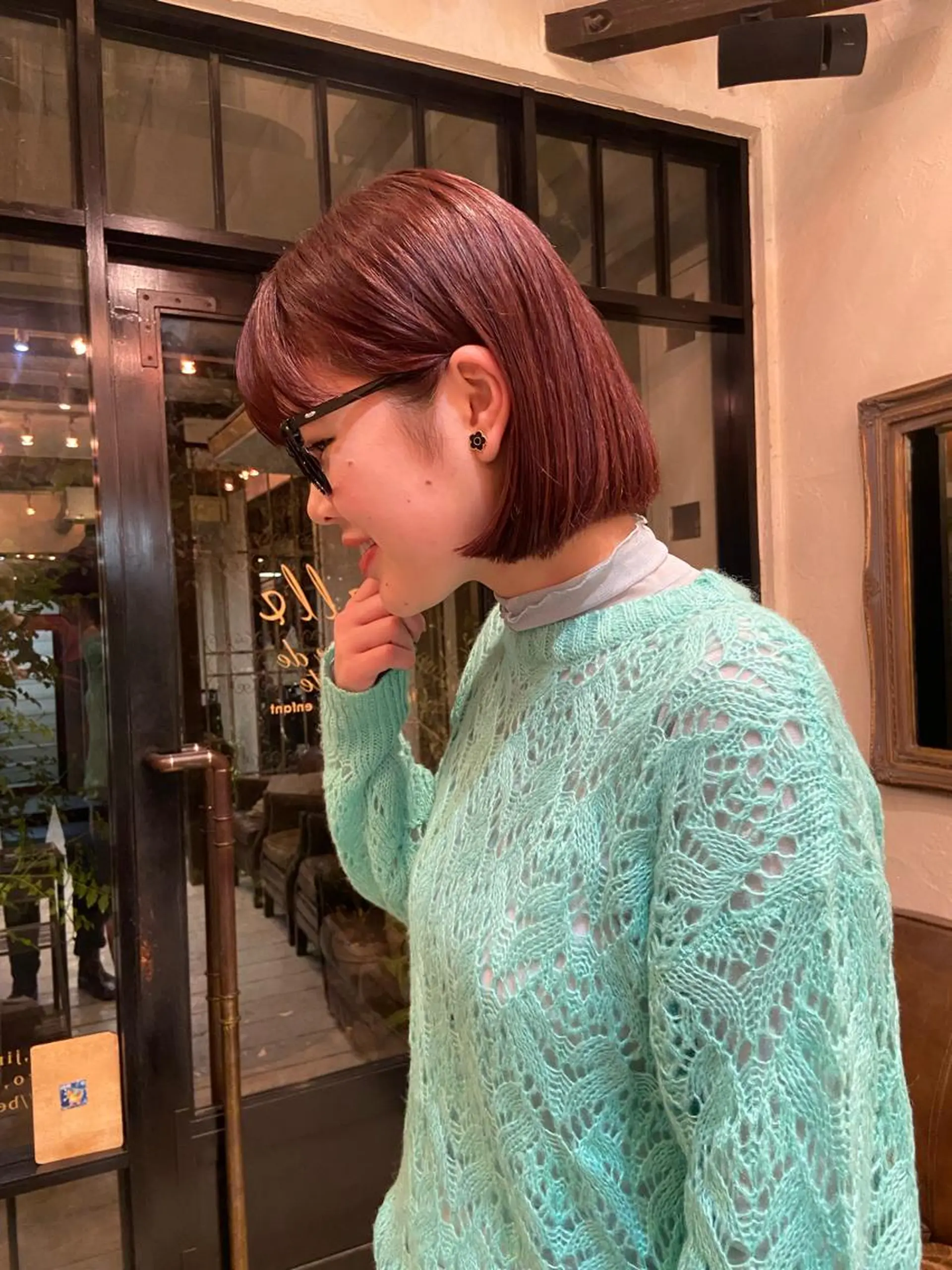 ミディアム カラー ブラウンカラー ピンクカラー ピンクブラウン ダメージレス美容師 🌱水島侑理のヘアスタイル