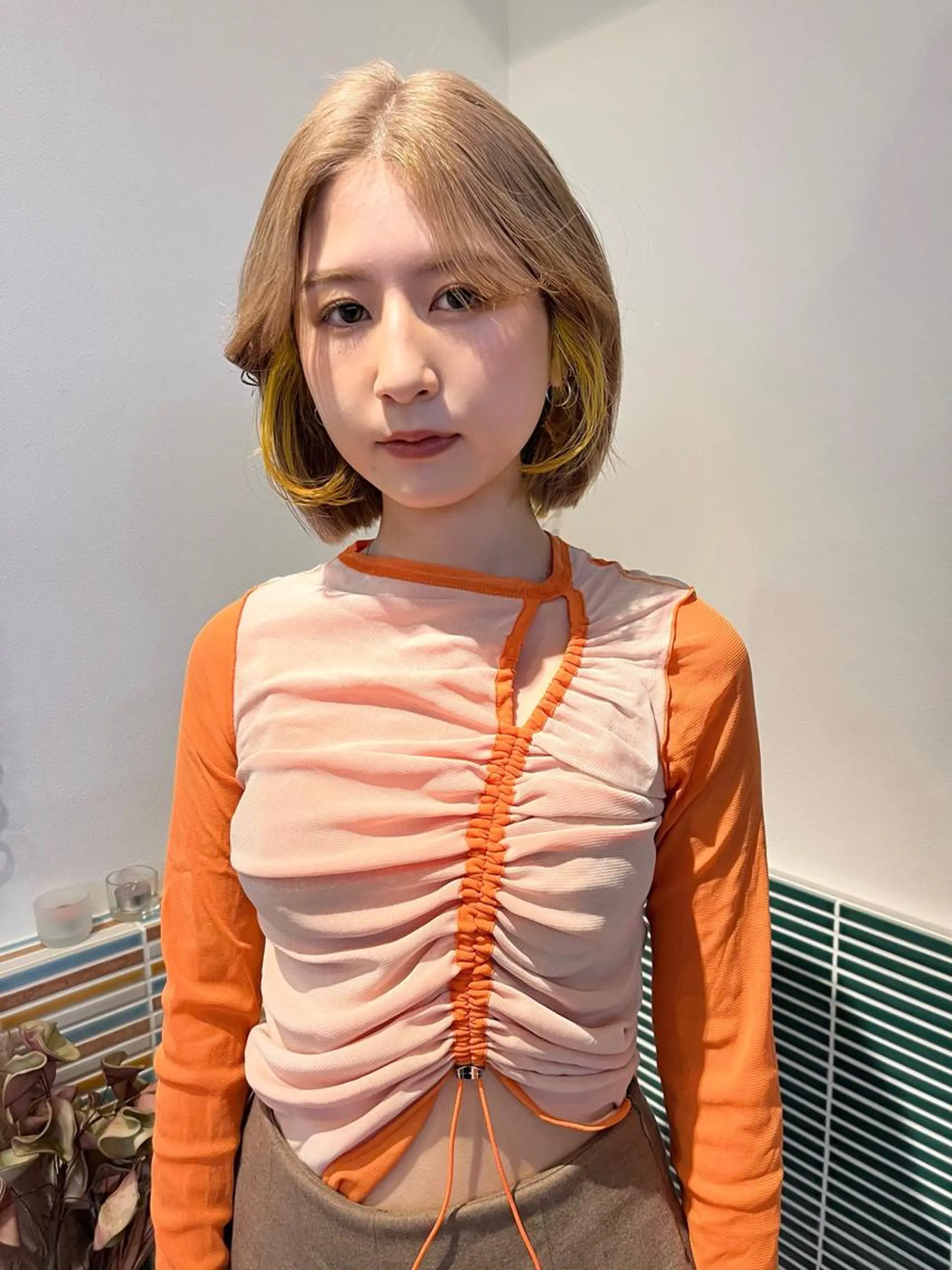 ミディアム カラー カット ヘアカラー トリートメント 🩷ハイトーン透明感 レイヤー🩷ユリカのヘアスタイル
