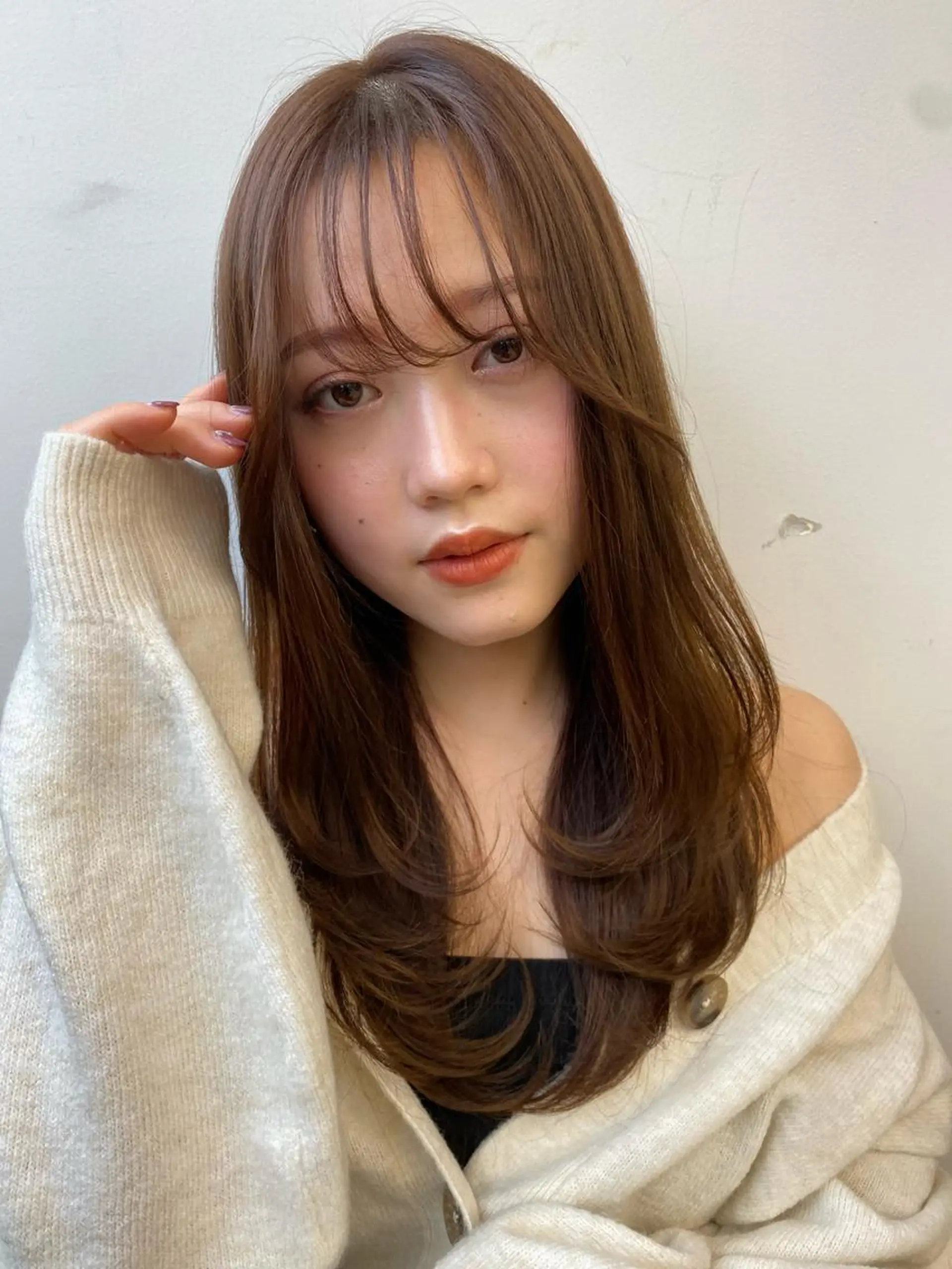 ロング カラー ヘアカラー トリートメント ✨大人韓国風レイヤー ✨吉原 潤✨のヘアスタイル