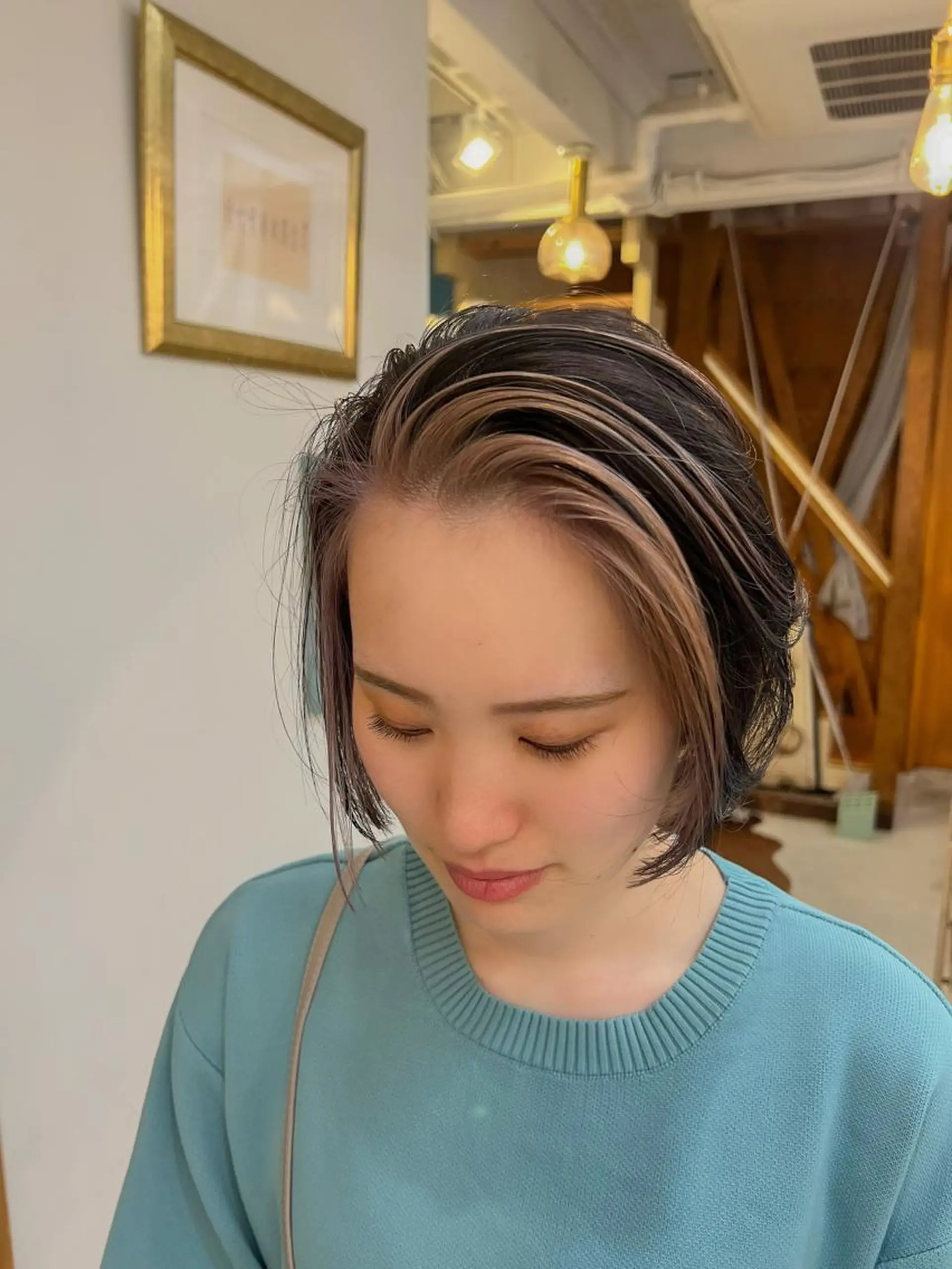 ショート ミストバング カット ヘアカラー トリートメント 色素薄めカラー❤︎ chihiroのヘアスタイル