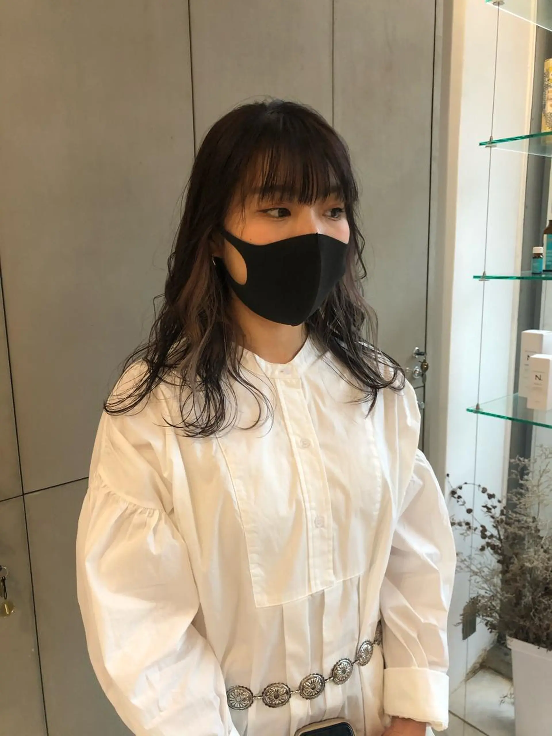 セミロング カラー ベージュカラー インナーカラー 古屋 花織のヘアスタイル