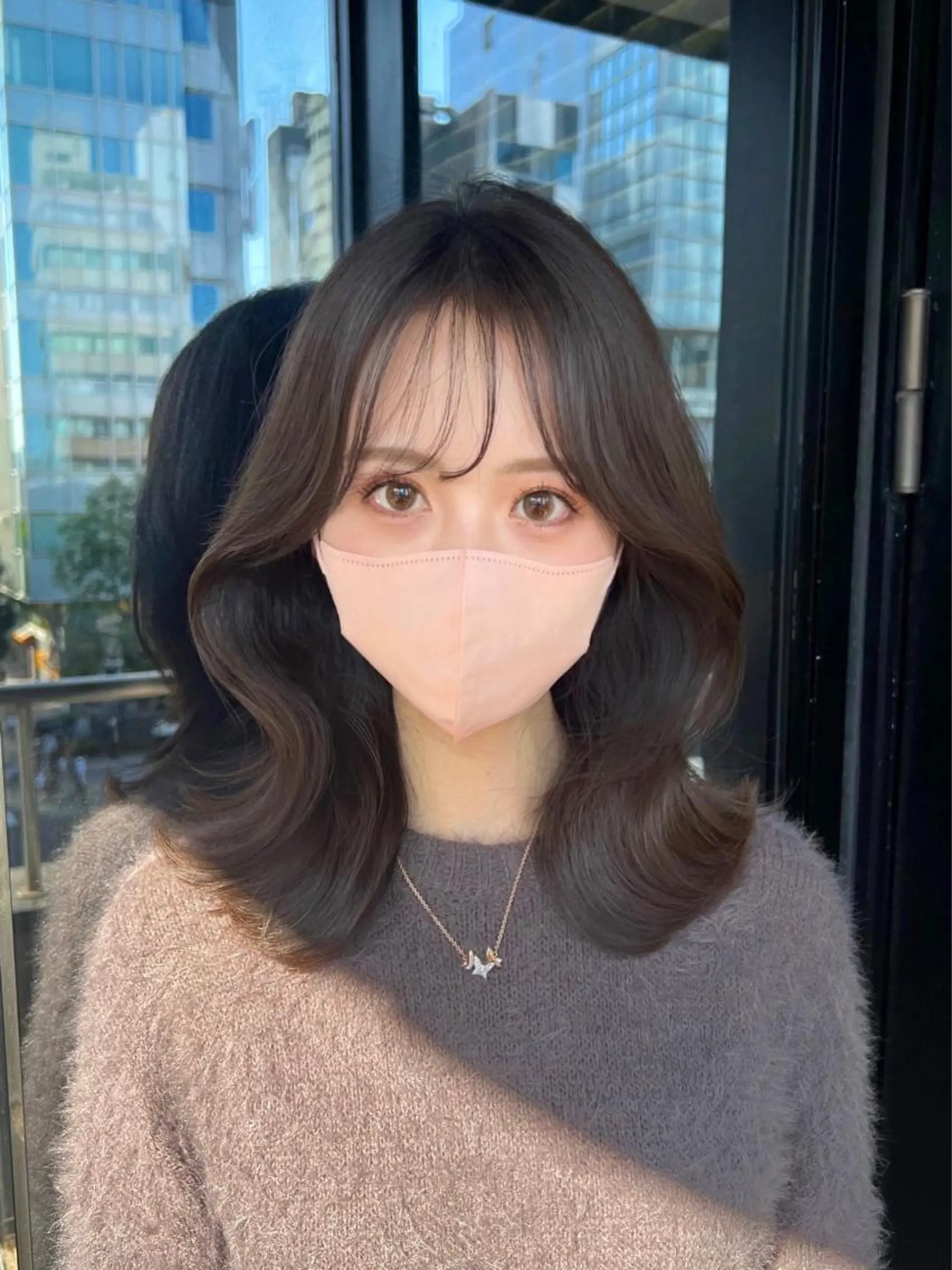 ミディアム カラー 韓国ヘア♡ 顔まわりカットayaのヘアスタイル