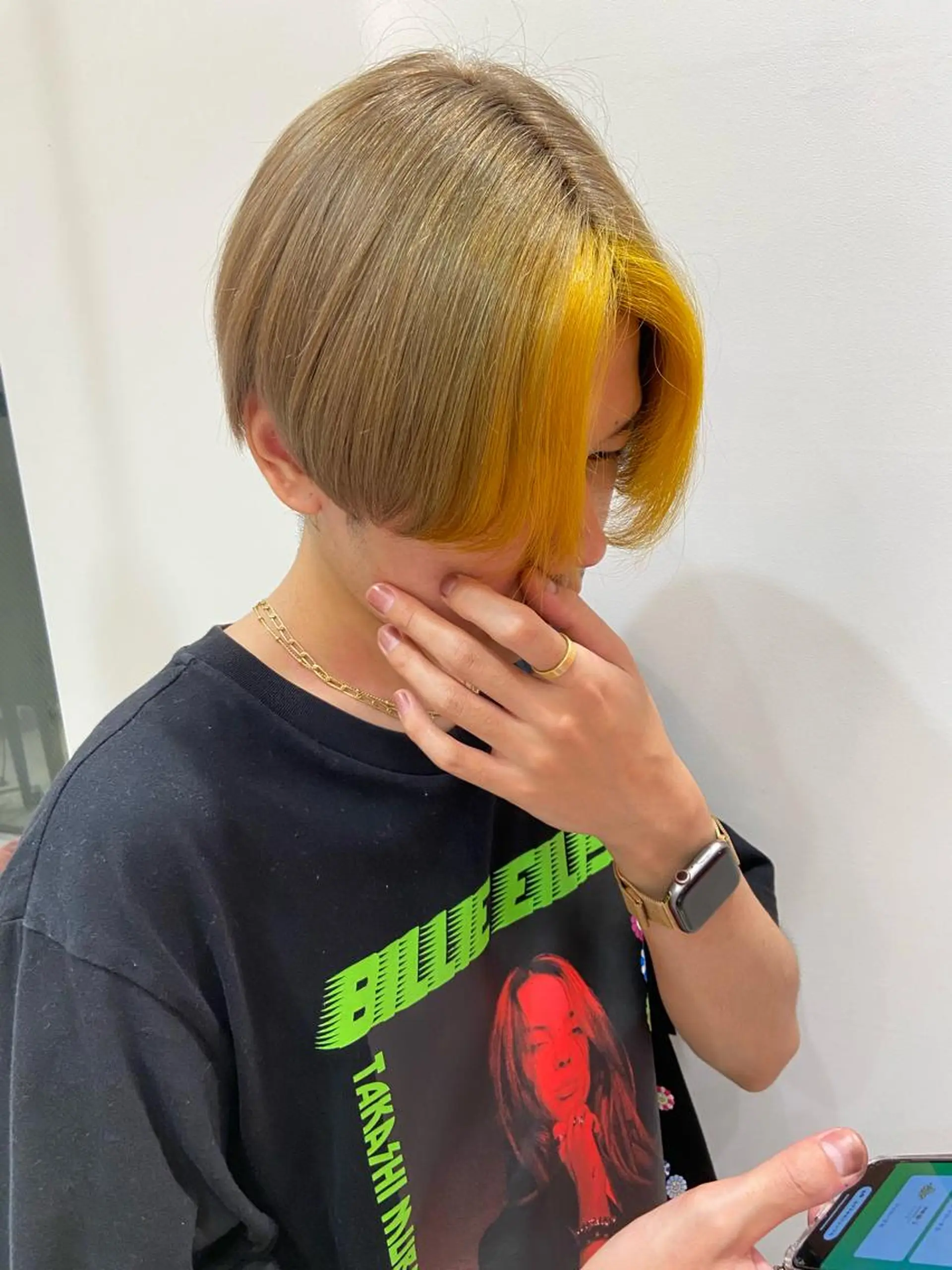 カラー メンズ メンズブリーチ メンズインナーカラー メンズ韓国風 ミストバング ブリーチ カット ヘアカラー トリートメント 新宿/韓国ヘア 中明度カラー/かやのヘアスタイル