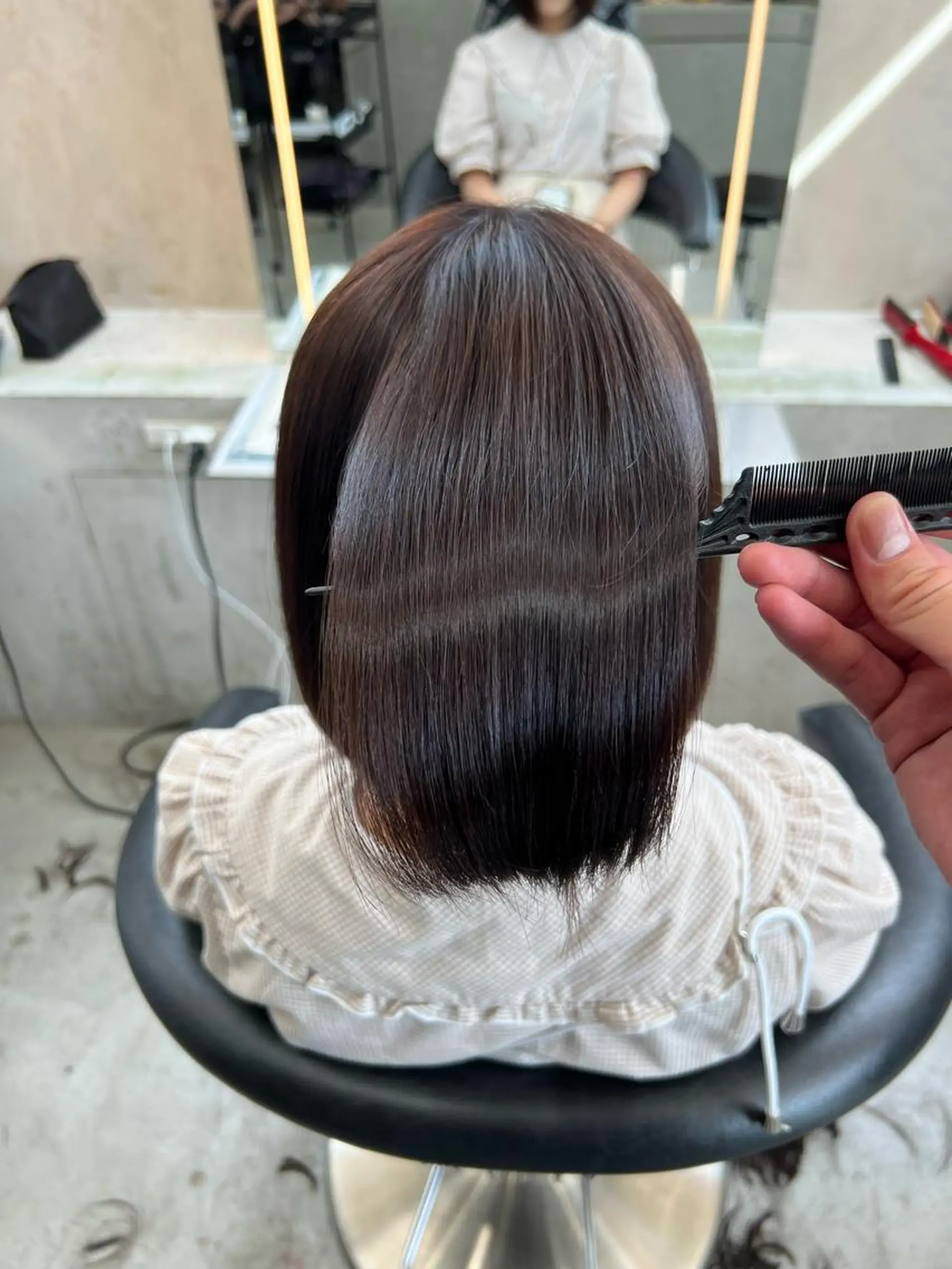 ミディアム パーマ カット 縮毛矯正 トリートメント ヘアセット ボブ/縮毛矯正/ 髪質改善/三ツ木一生のヘアスタイル