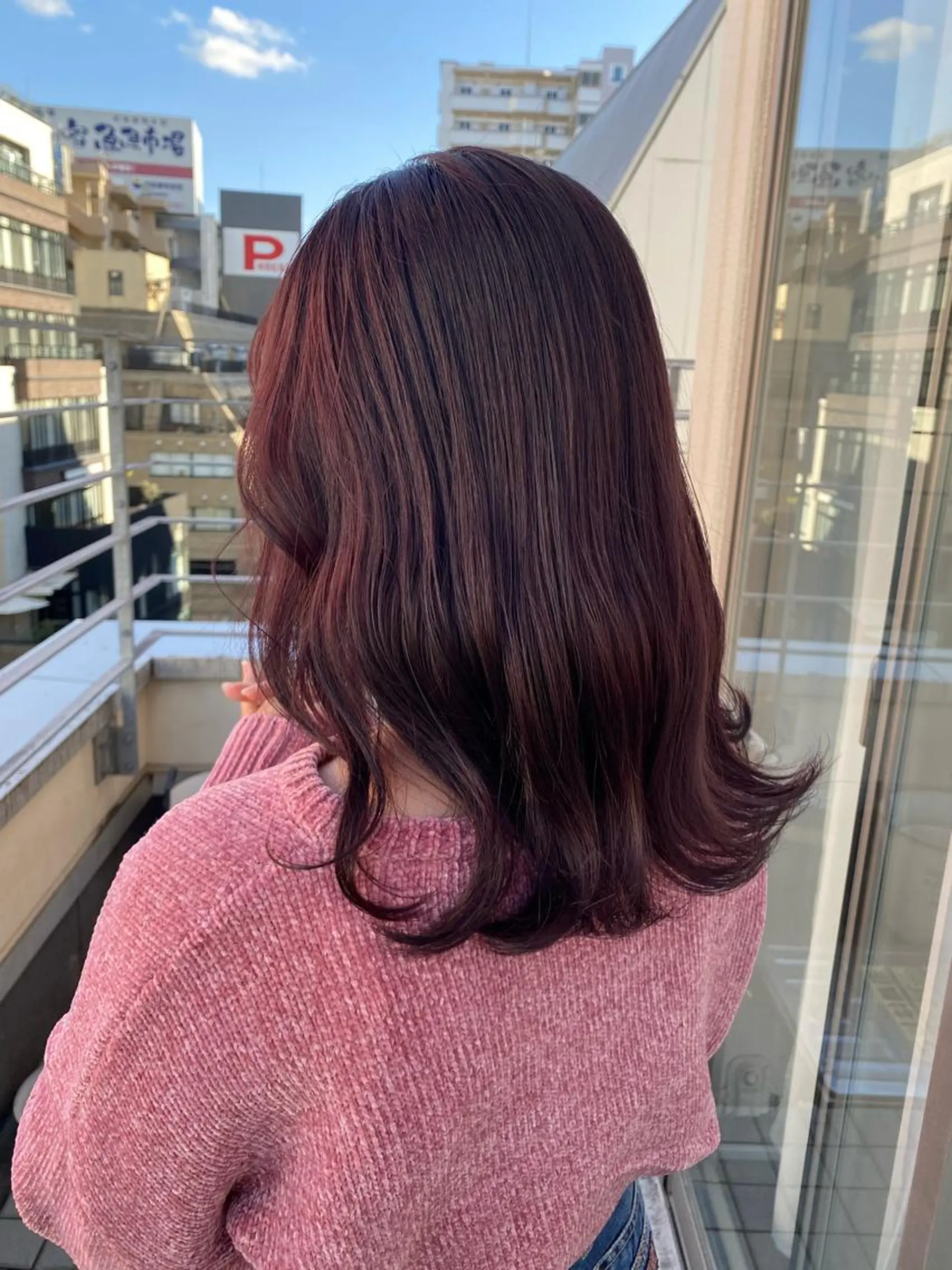 セミロング カラー ラベンダーカラー ピンクカラー ピンクラベンダー 顔周りカット ヘアカラー 暖色カラー/天神/ ヘイマサクラのヘアスタイル