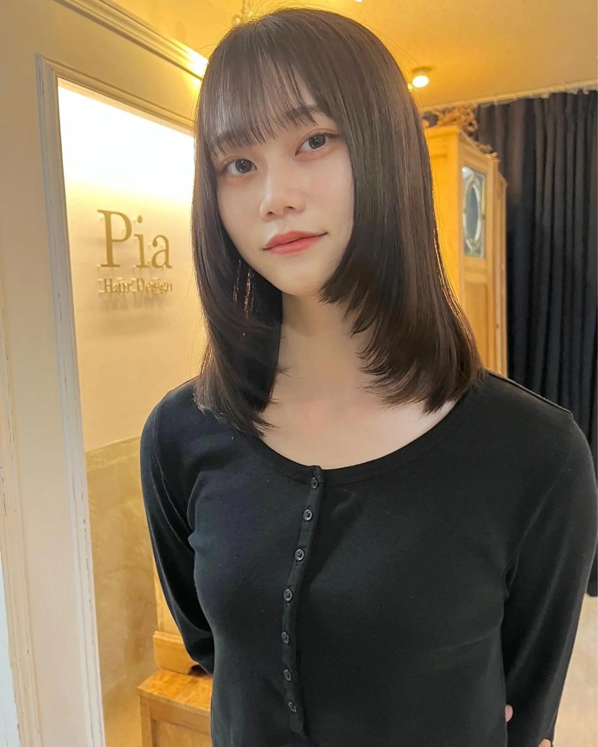 ミディアム カラー ハッシュカット レイヤーカット カット ヘアカラー トリートメント 松尾太樹 【pia】福岡美容室のヘアスタイル