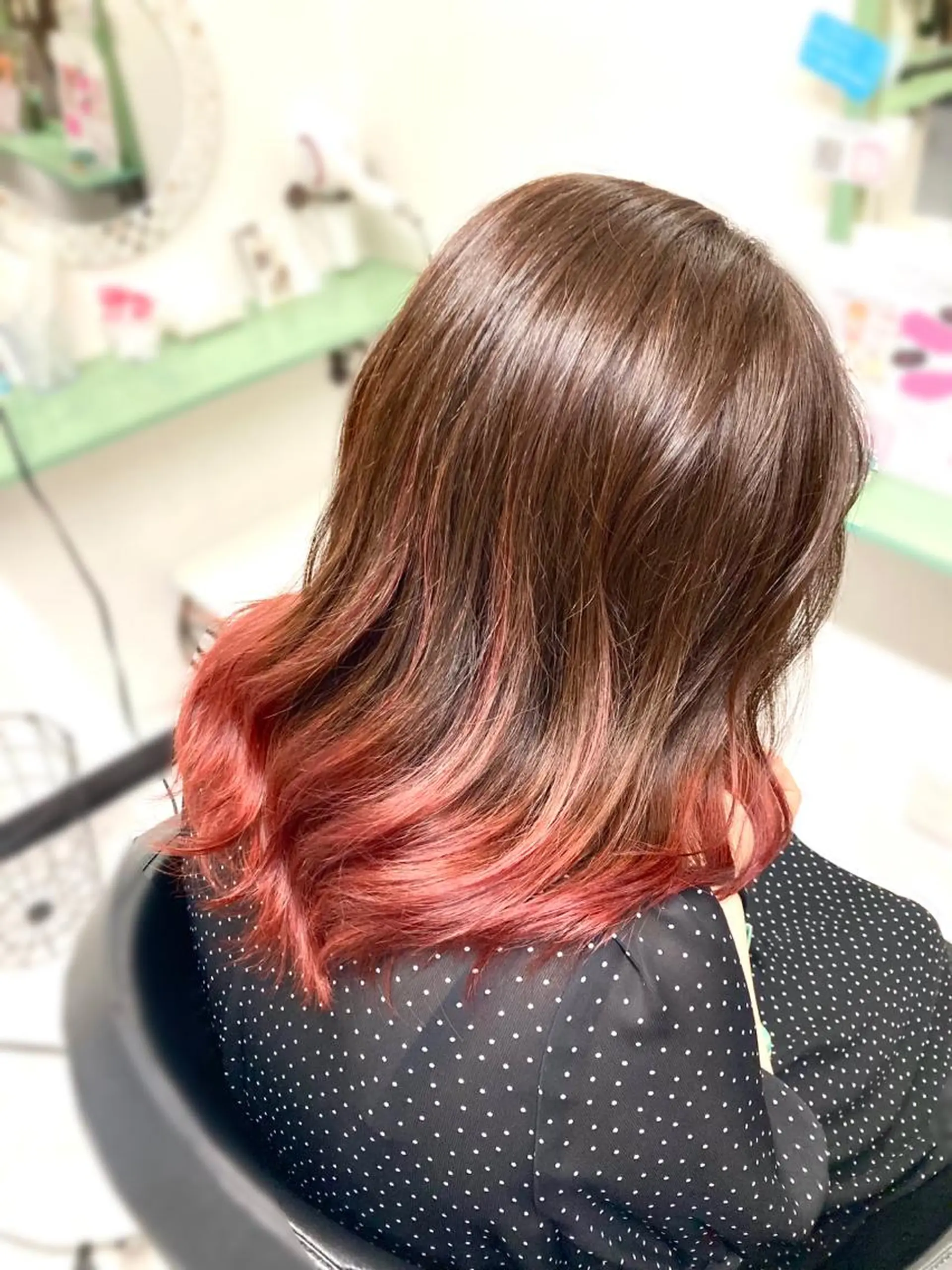 ロング カラー パーマ ヘアアレンジ グラデーションカラー レッドカラー AIM所属・髪質改善✧︎エステ 💎AIM【アイム】のヘアスタイル