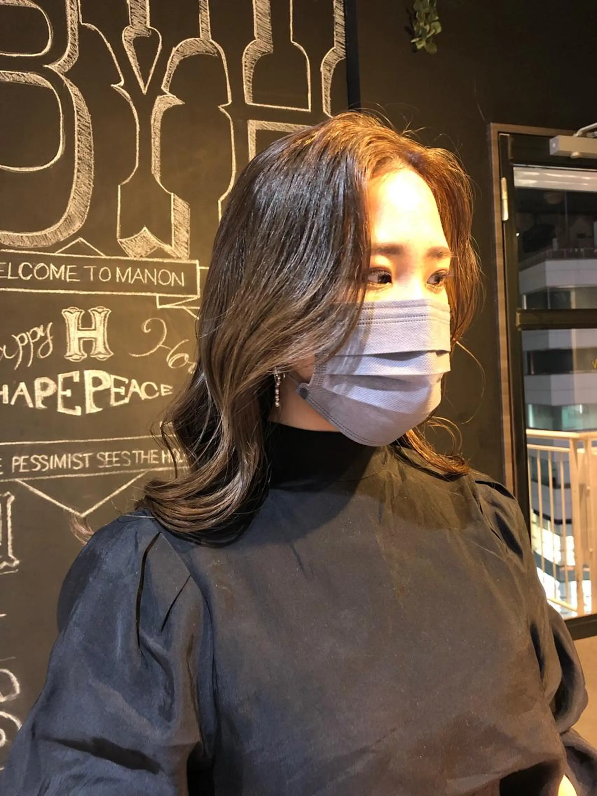 ミディアム 顔周りカット ヘアカラー トリートメント times salon 栄所属・韓国ヘアスタイリスト Harukaのヘアスタイル